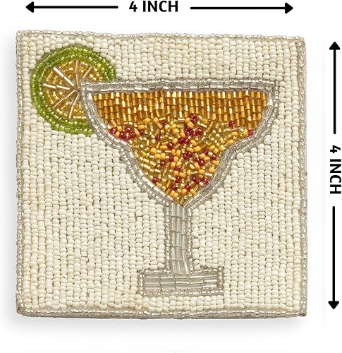 Miniatura 5 de Folkulture Posavasos bohemios para bebidas o mesa de café, bonitos posavasos de 4 pulgadas para mesa estilo granja, juego de posavasos cuadrados