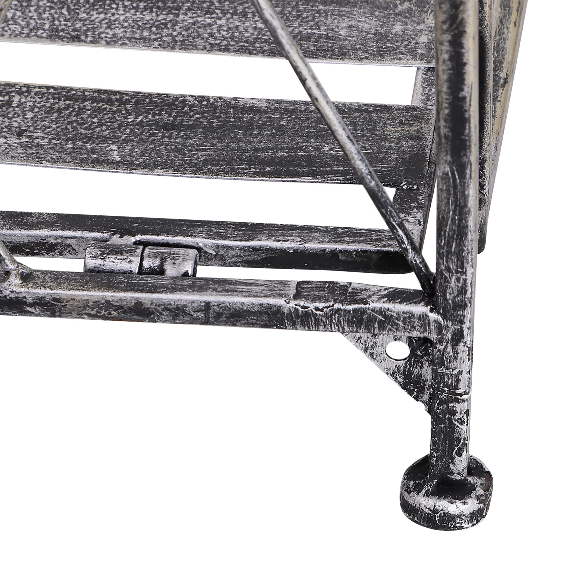 Fioriera 3 Ripiani Pieghevole Porta Piante Esterno 44x25x96 cm Argento | Balcone, Giardino, Metallo