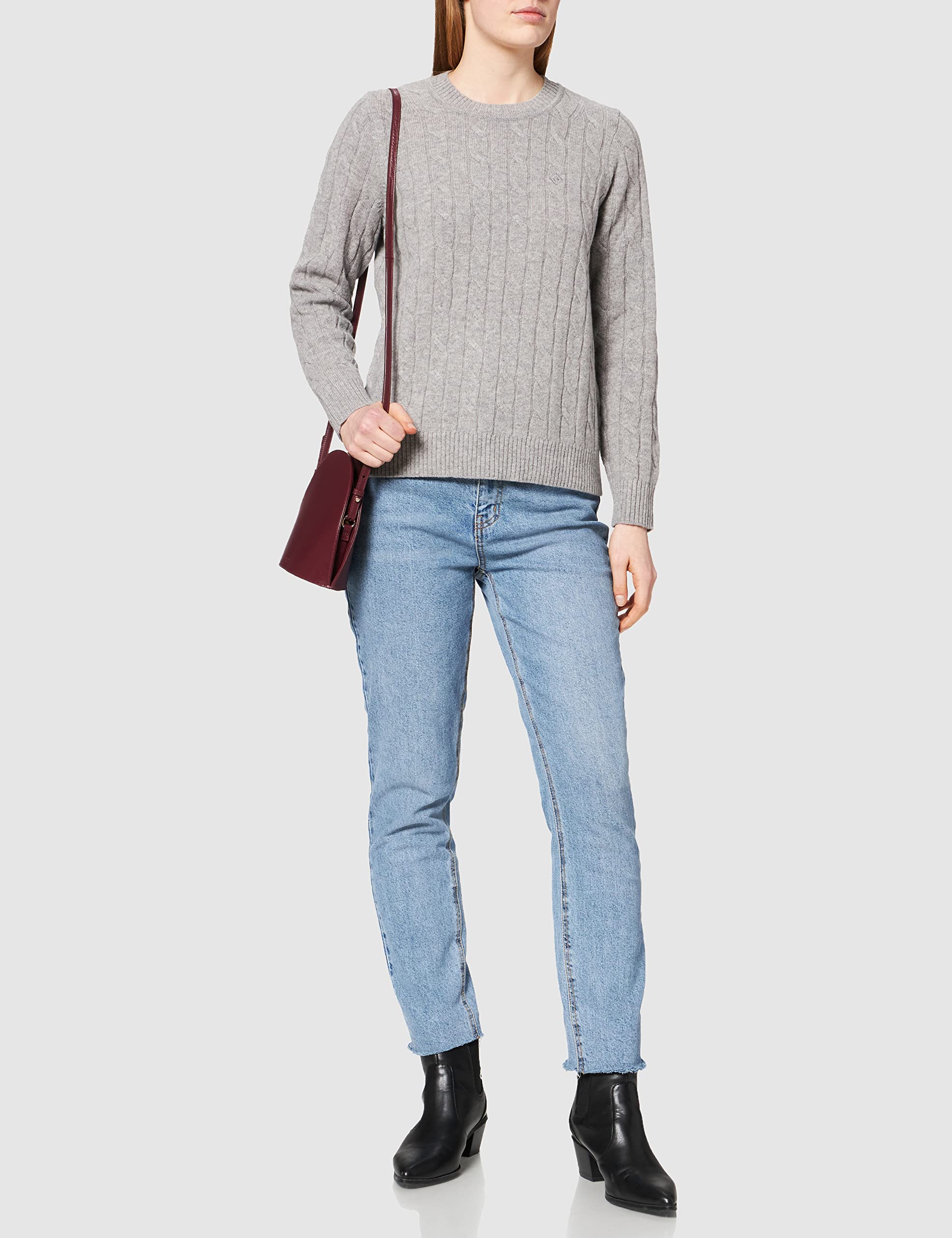 GANT Damen D2. Lambswool Cable C-Neck Pullover