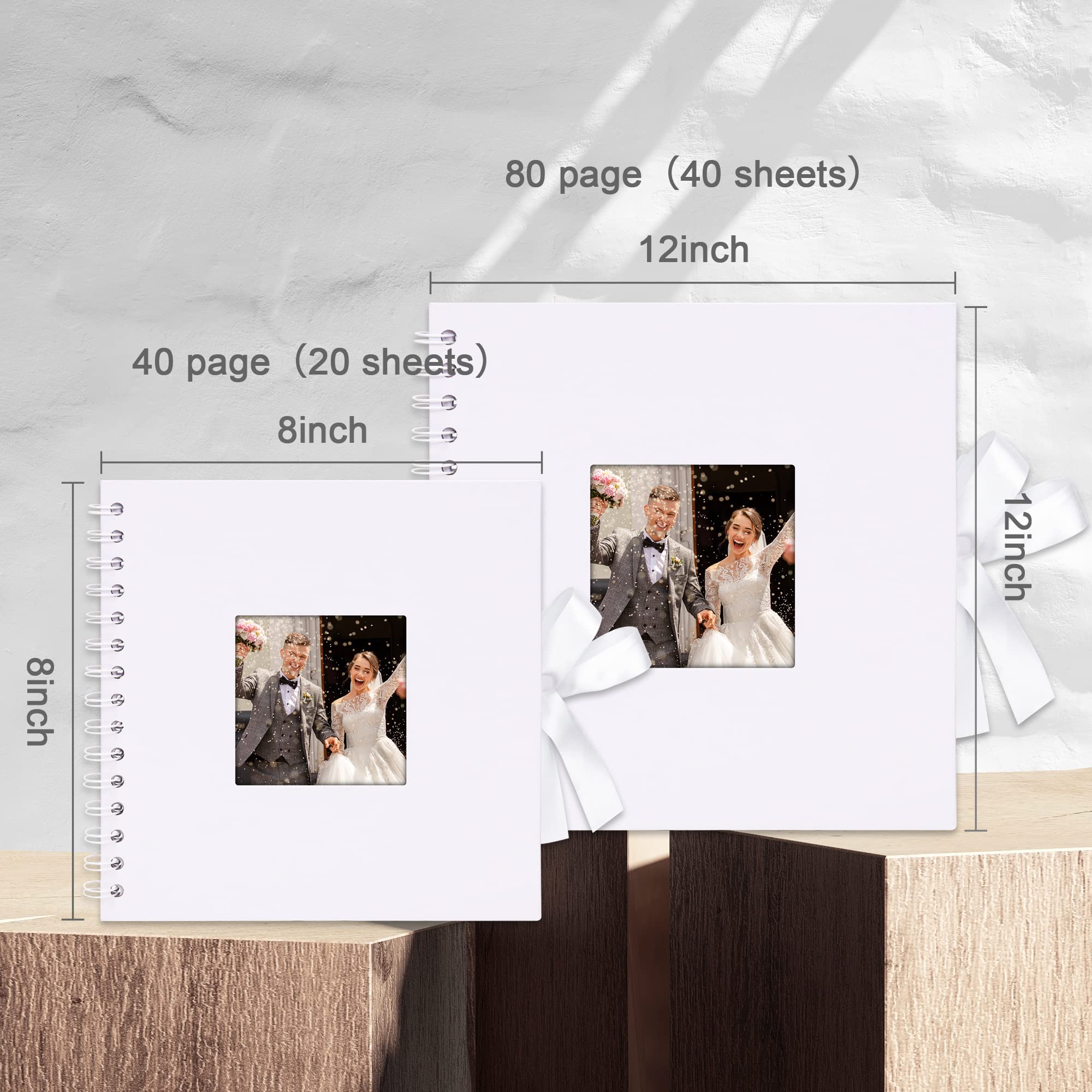 Album Fotografico Spirale Fai Da Te - 40 Pagine Nere, Scrapbooking, Regalo Nozze, Compleanno, Design Elegante - Foto 8