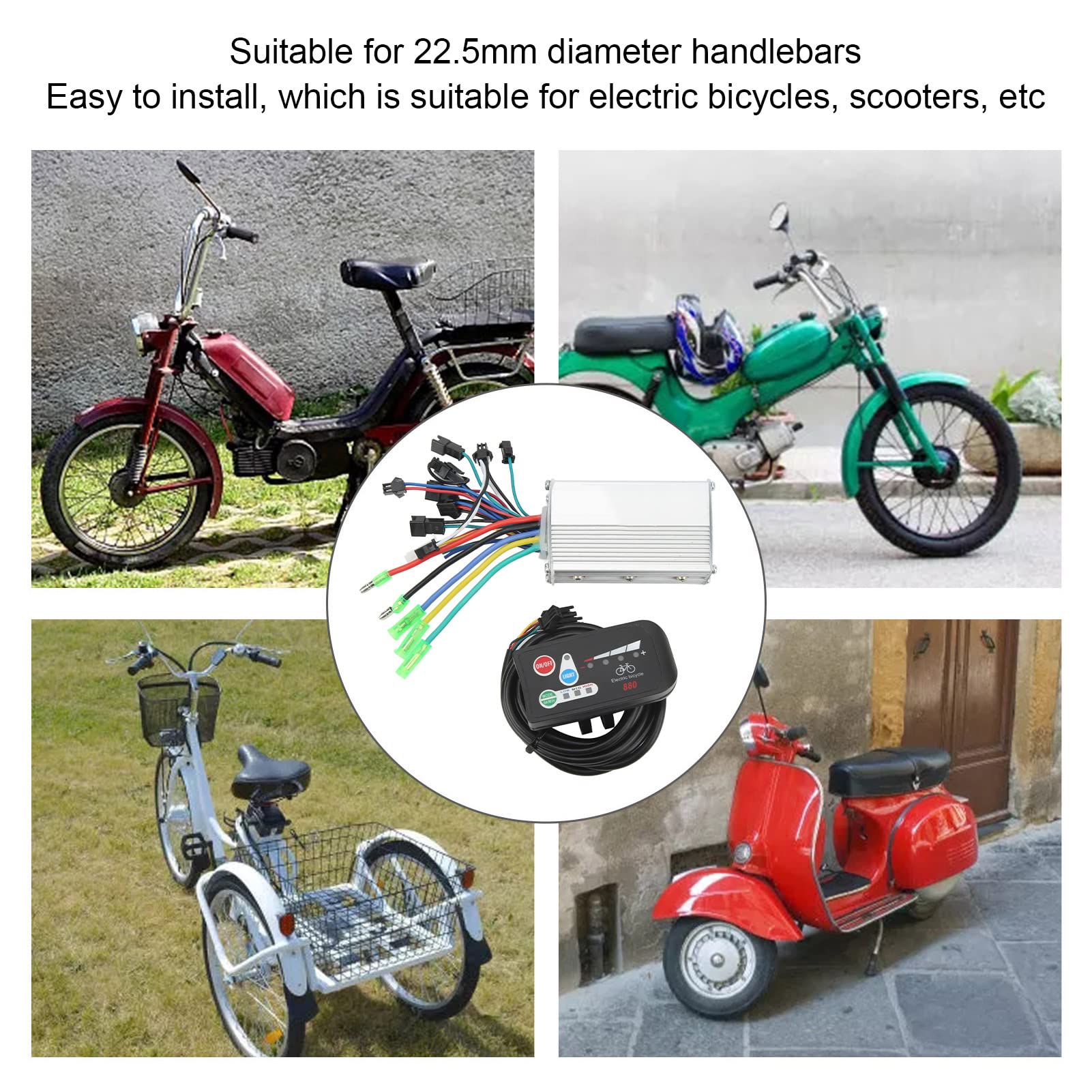 Asixxsix Contrôleur de moteur sans balais 36V 250W 350W avec compteur LED pour vélo électrique E Bike Scooter