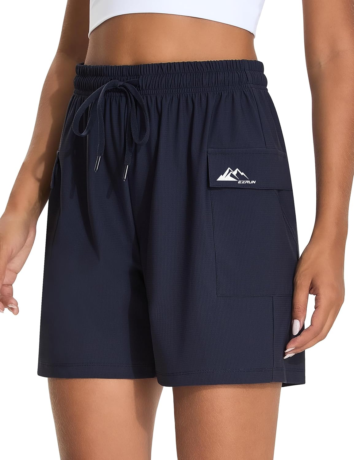 EZRUN Women's 5" Hiking Shorts Lightweight Quick Dry Athletic Shorts with Pockets Casual Travel Summer Cool 2026(Deep Blue M)