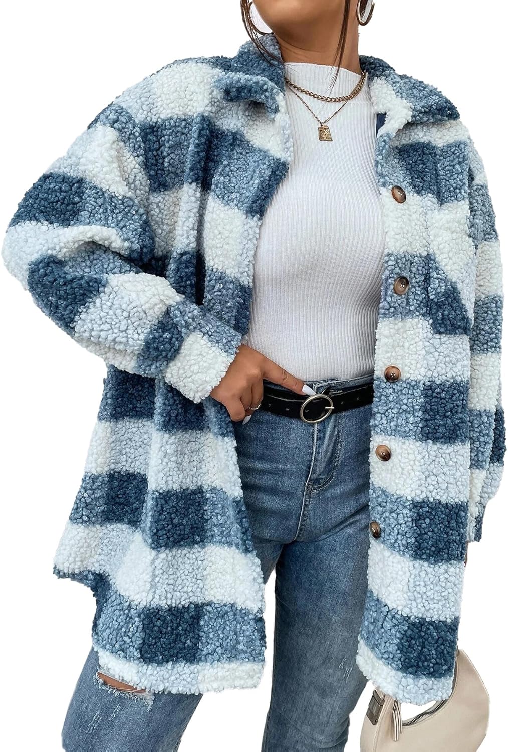 Plus szie Fuzzy Teddy Coat Oversized Sherpa Jacket keep warm