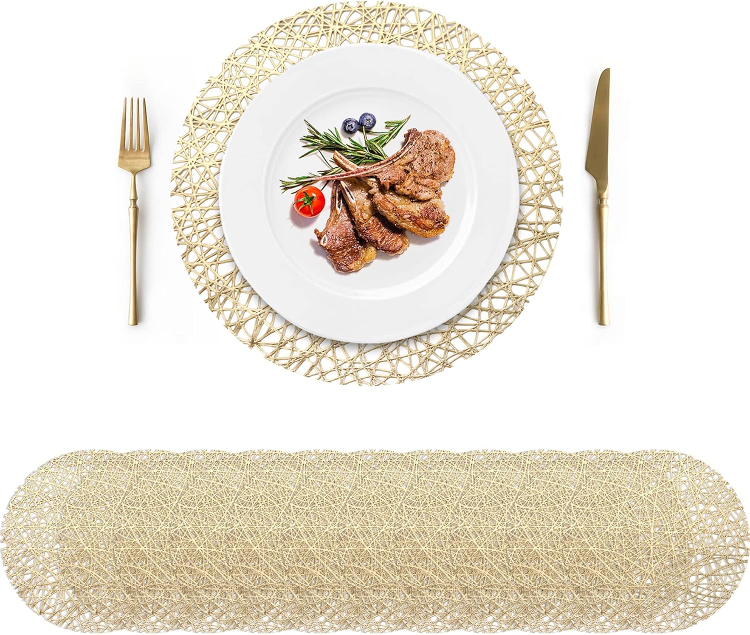 Yesland 12 Packs Pressed Vinyl Placemat, 15 Inches Bloom