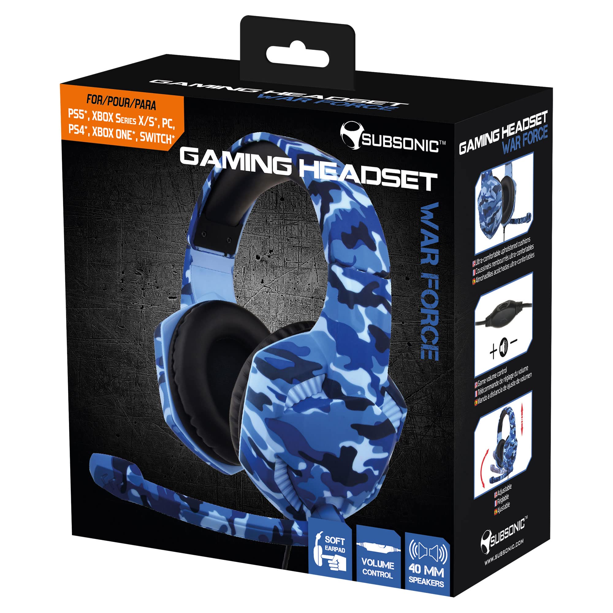 Subsonic - Casque Gaming War Force avec micro pour PS5 / Xbox Serie X / PS4 / Xbox one/ PC / Switch (seulement pour fortnite)