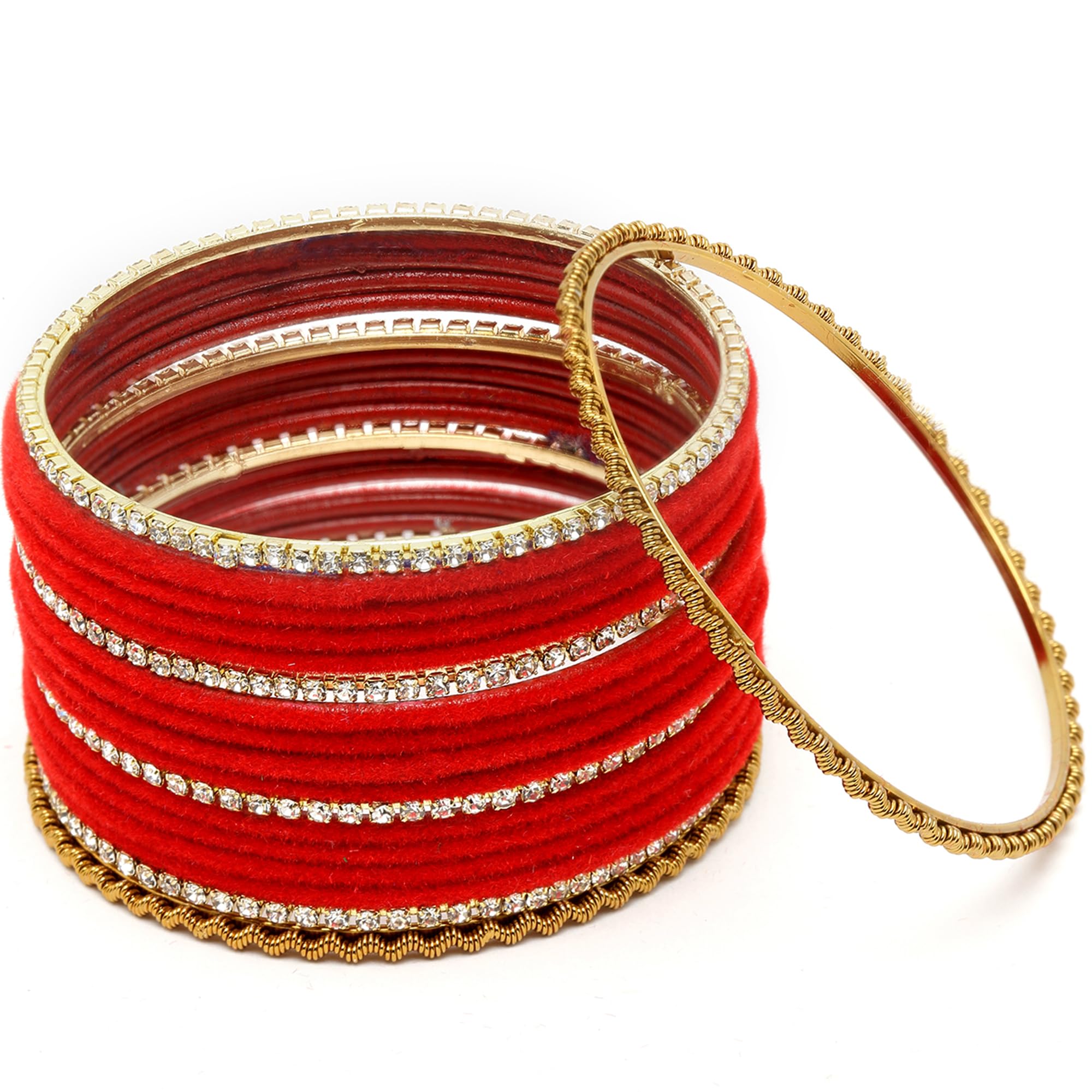 See full amazon price history chart for ZENEME Gold-Plated Matte Finish Velvet White American Diamonds Studded Bangles Set Of 18 For Girls and Women (Red, 2.8) ZENEME Gold-Plated Matte Finish Velvet White American Diamonds Studded Bangles Set Of 18 For Girls and Women (Red, 2.8) (B0CHB1YFN1) Amazon Price History, Amazon Price Tracker