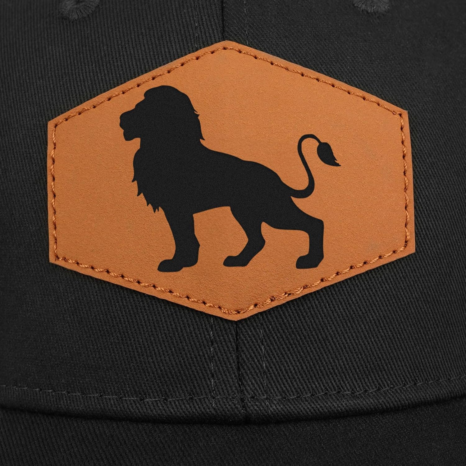 Lion Baseball Cap for Lion Lovers,Leather Trucker Hat Snapback Hat for Men Women - Image 4