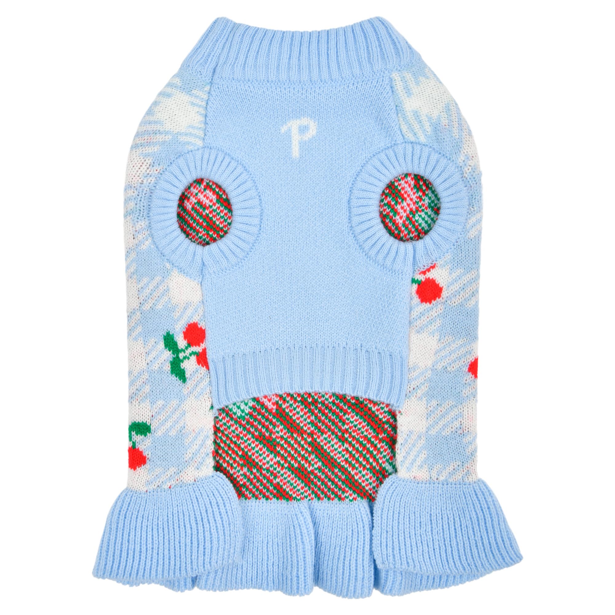 Puppia Rio Dog Knit Dress Winter Season for Small and Medium Dogs, Light Blue, Medium