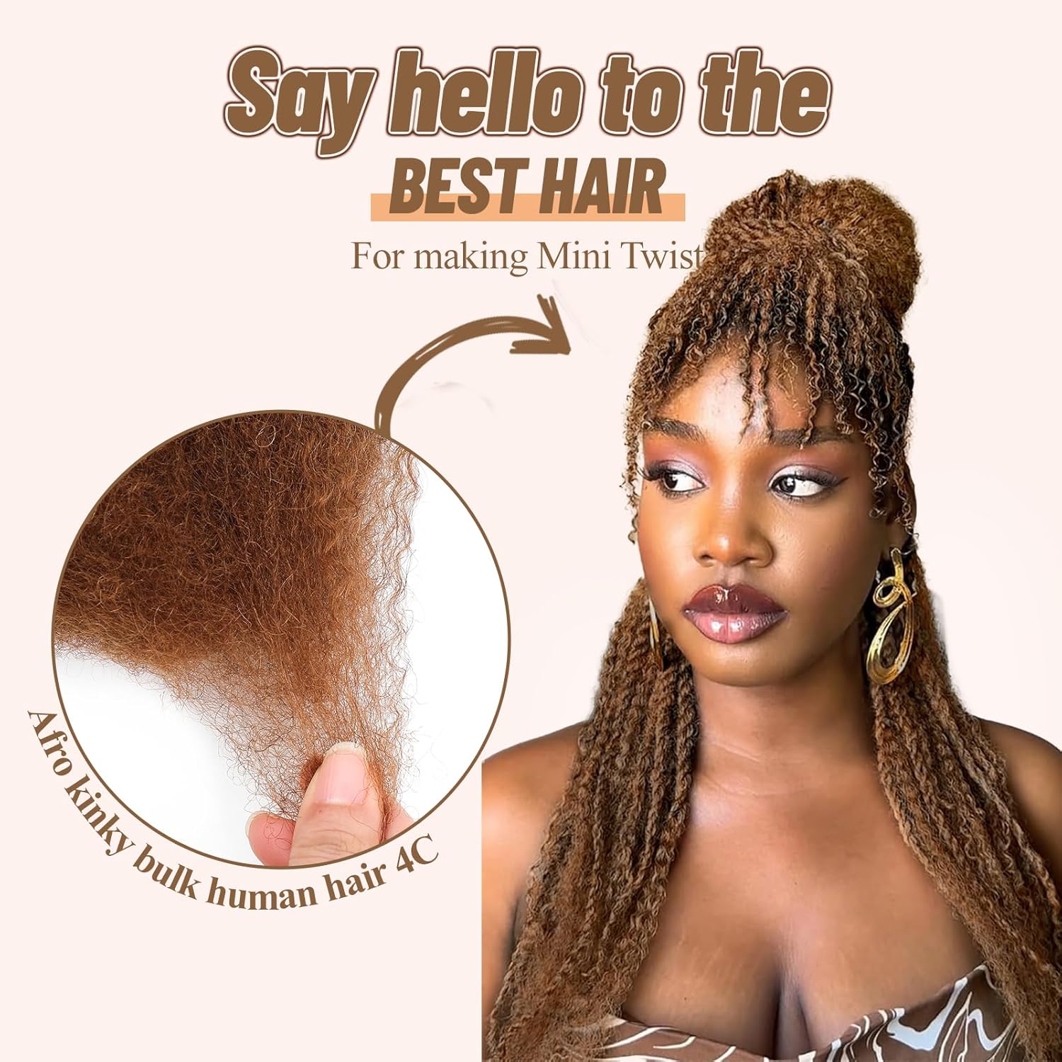 Afro Kinkys Bulk Human Hair for Dreadlocks Extensions and Locs Repair 14 Inch 3 Pack 30 Gram Afro Kinky Curly Human Hair Bulk for Twist
