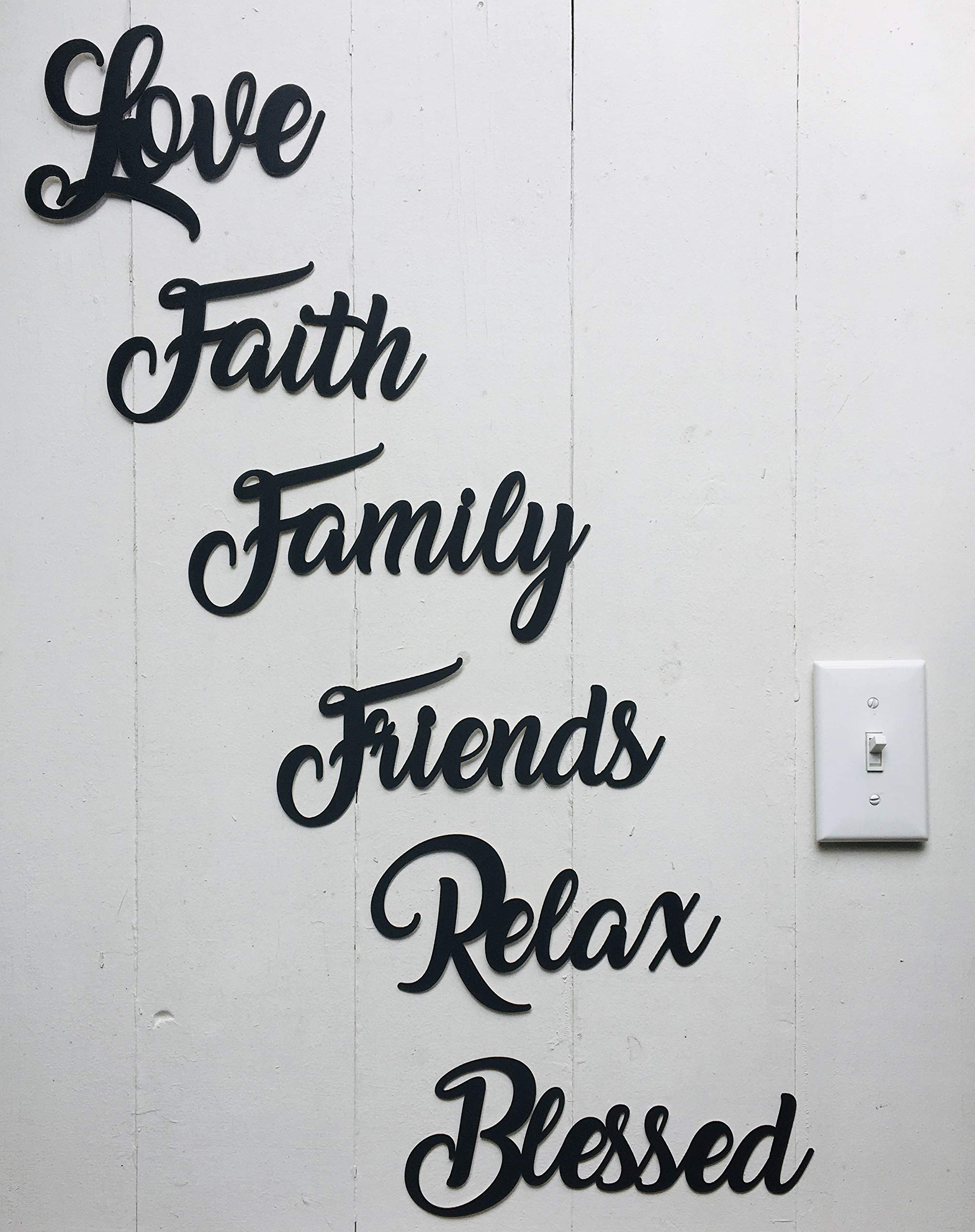 Faith Family Blessed Peace Relax - this is Not Vinyl Decal or Peel Stick - easily Tak-it-Up with Plasti-Tak provided Removable Paintable Art Wall Décor Gift Quotes sayings for Family Home College Dorm