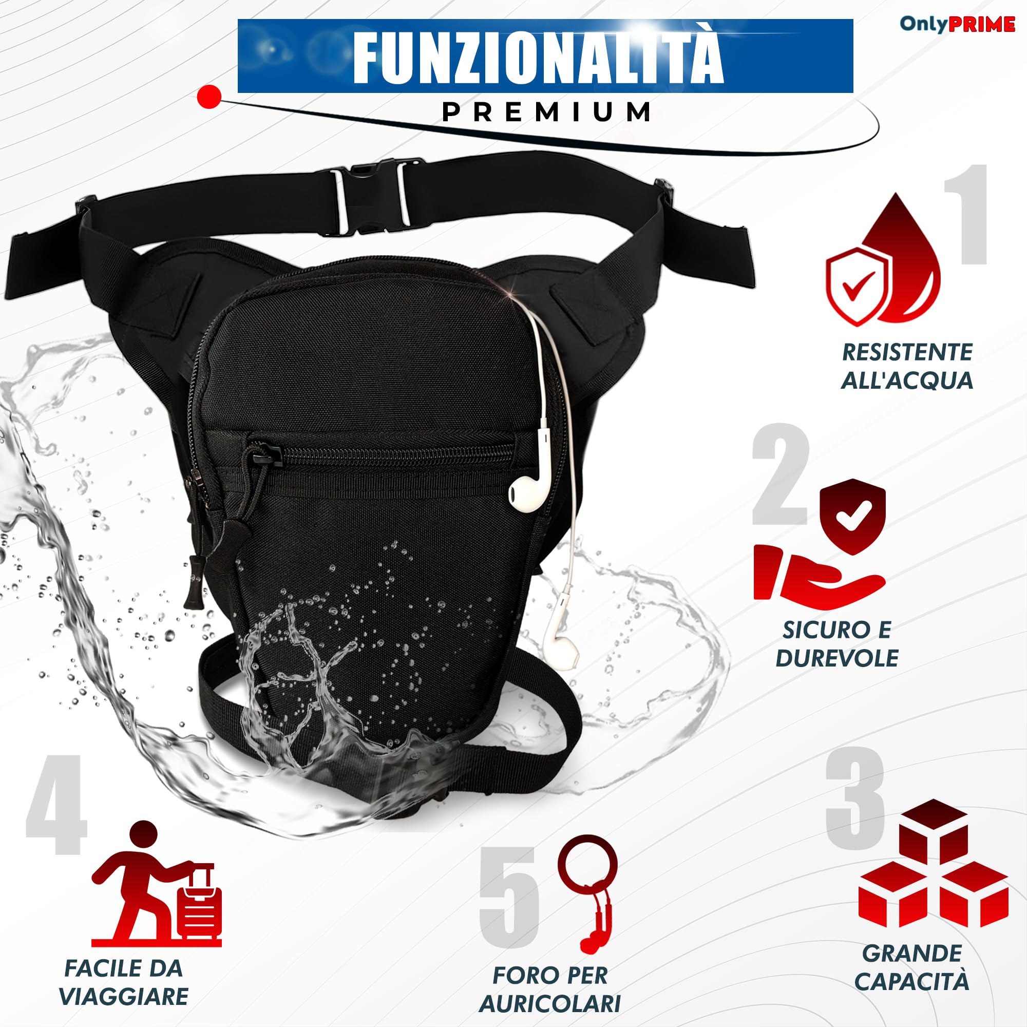 Marsupio da Gamba Tattico Impermeabile per Moto Uomo – Accessori Moto Uomo con Borsello Gamba Resistente per Viaggi e Uso Quotidiano (Copertura Antipioggia)
