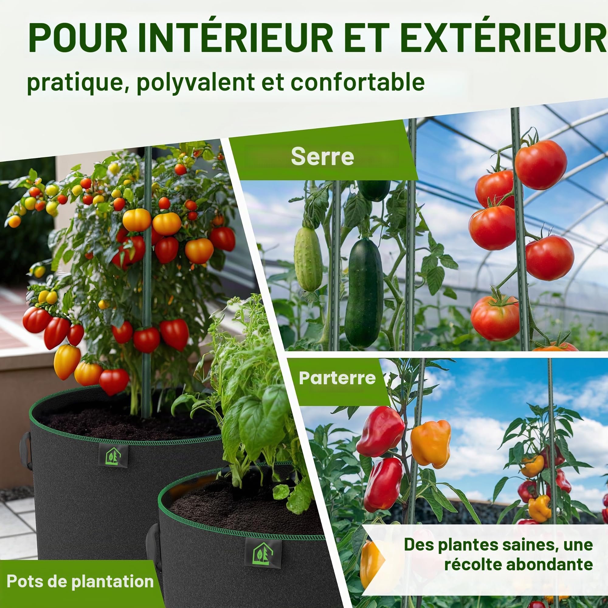 TTL GARDEN Lot de 10 tiges de treillis - 240 cm x 16 mm de diamètre - Vert