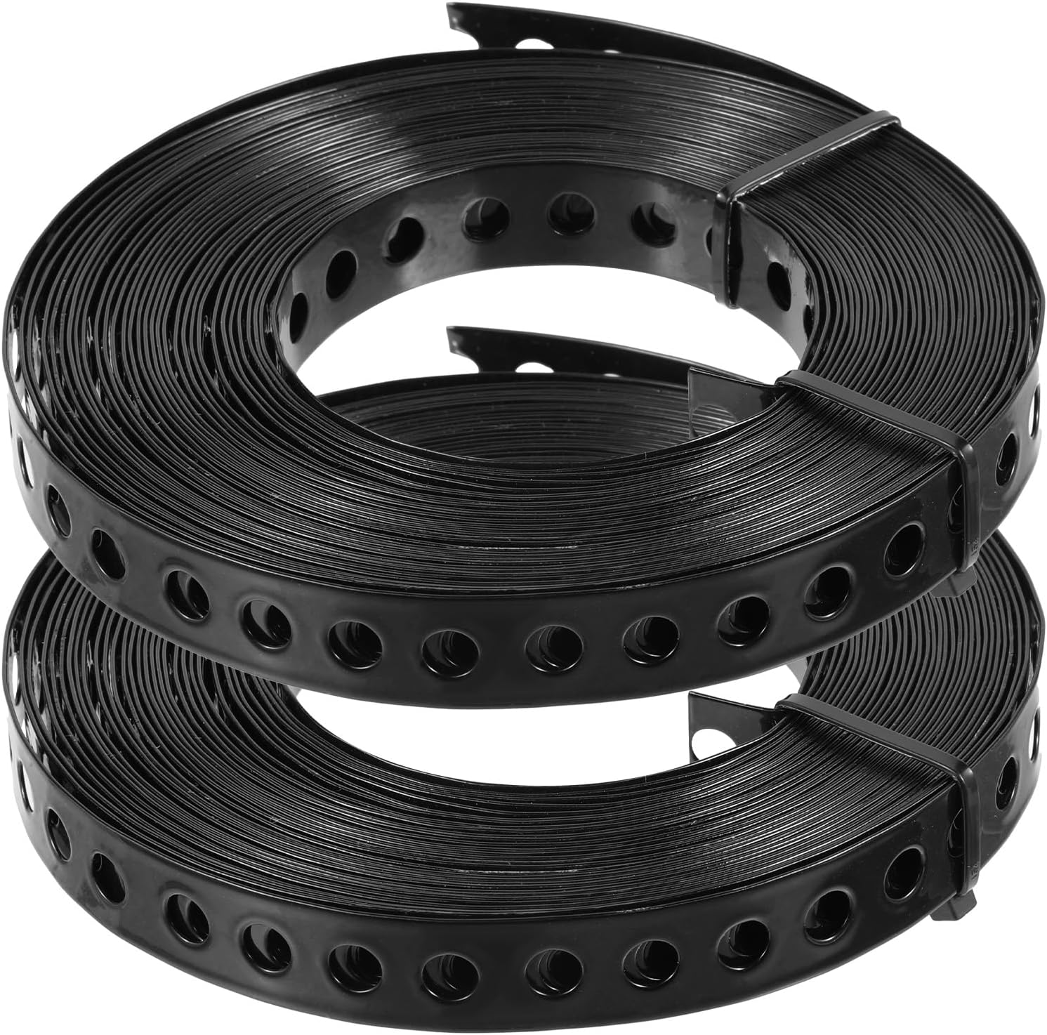 Black Metal Strap with Holes 2/3 Inch × 66 FT, 0.6mm Thickness | Galvanized Pipe Hanger Strap Metal Strapping with Truss Head Screws for HVAC, Duct and Plumbing Support