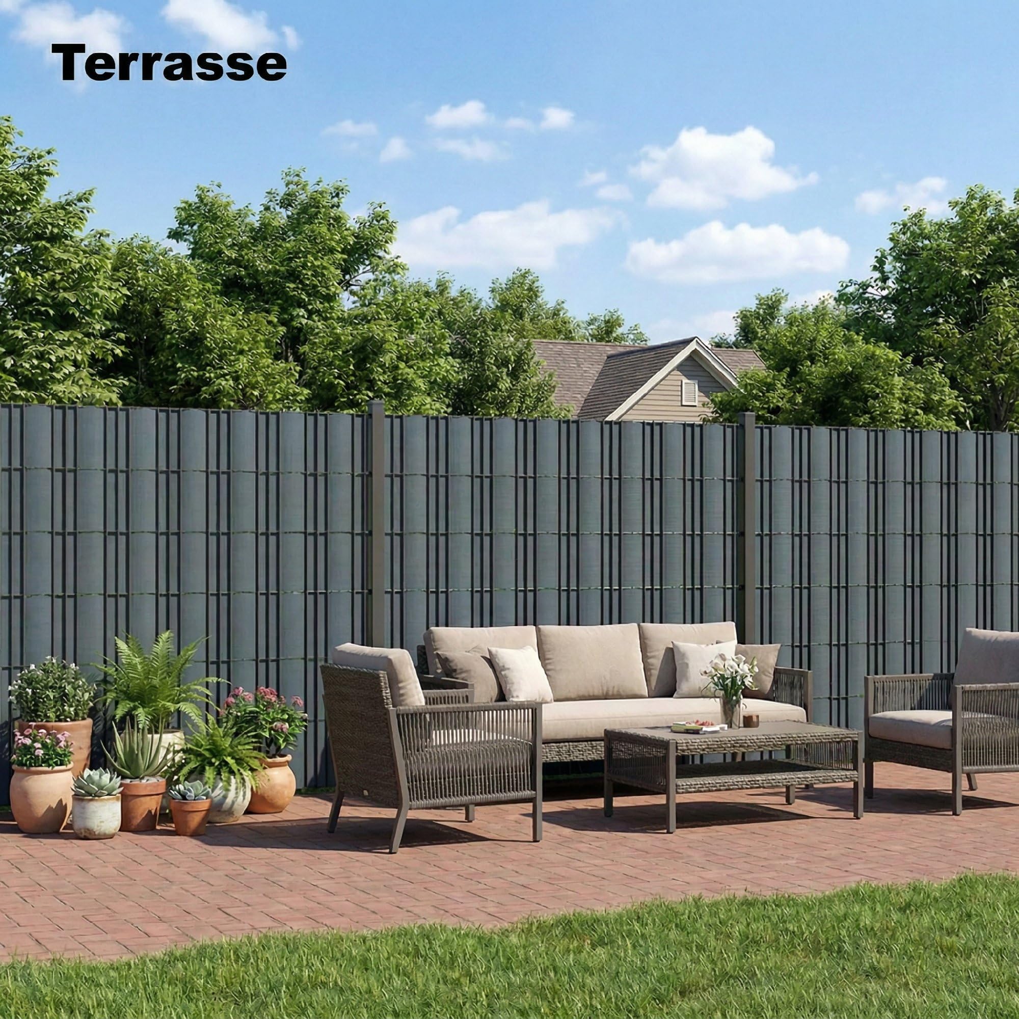 Outsunny Brise-Vue PVC Rouleau Occultant 140m 450g/m² 120 Clips Gris