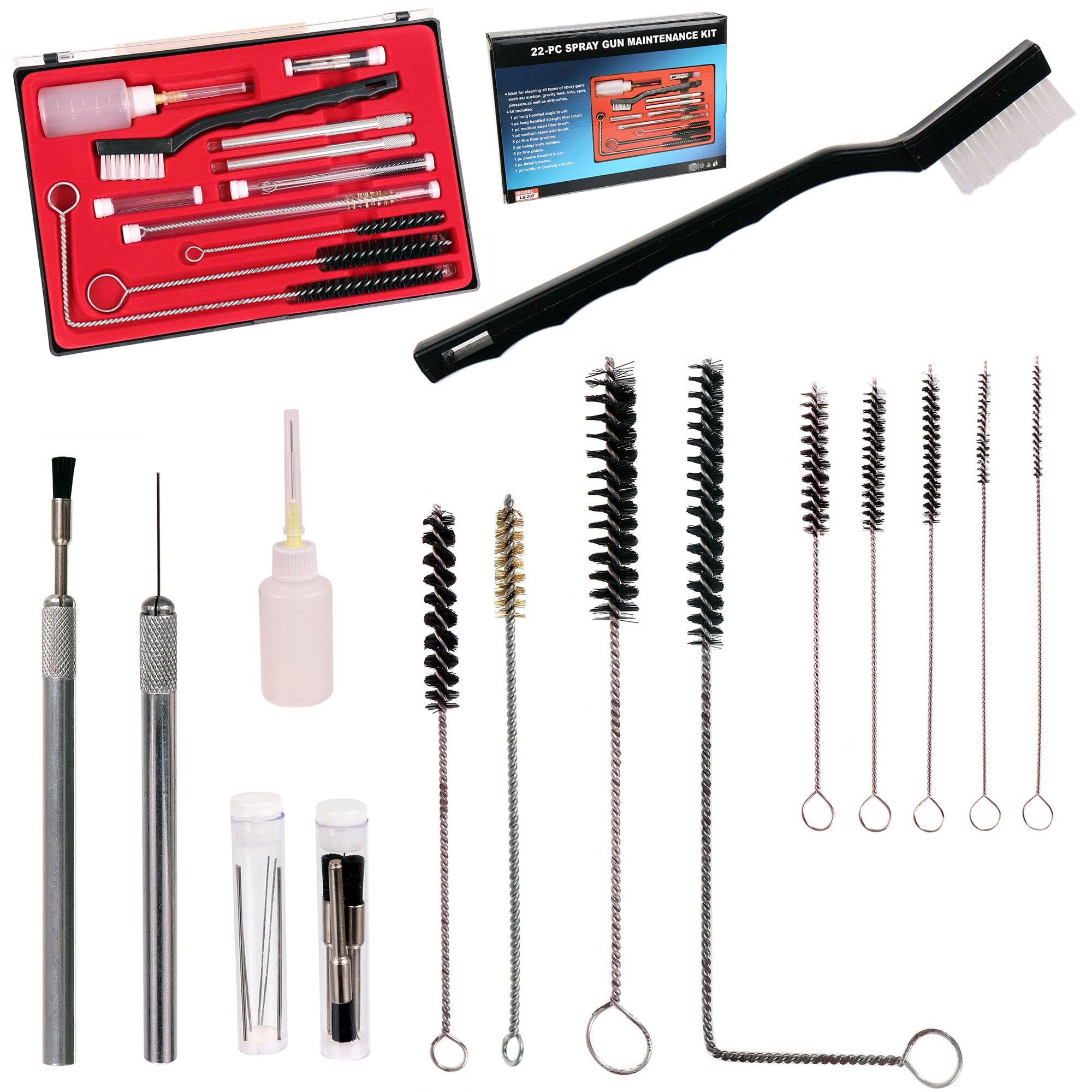 Set Pulizia Pistola A Vernice 21 Pezzi - Spazzole E Aghi Per Ugelli - Foto 8