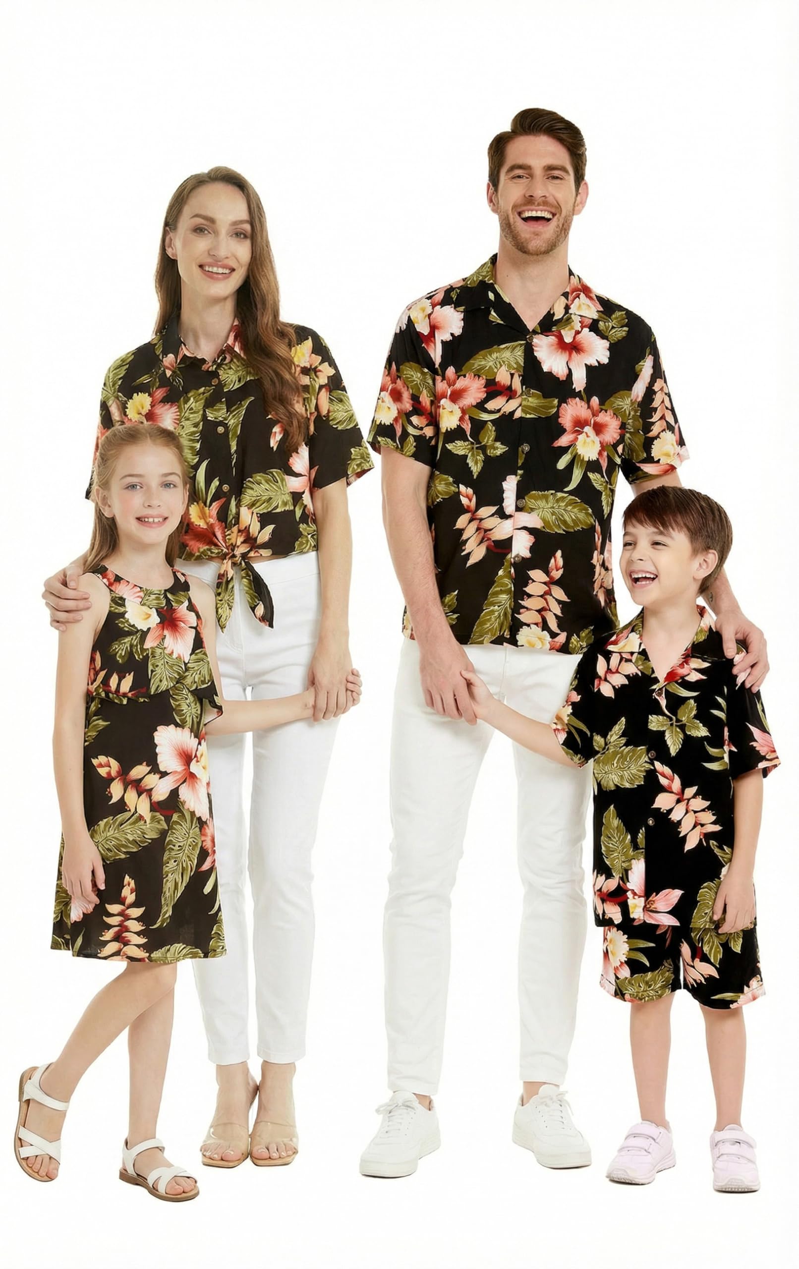 Family Matching Hawaiian Clothes, Black Rafelsia