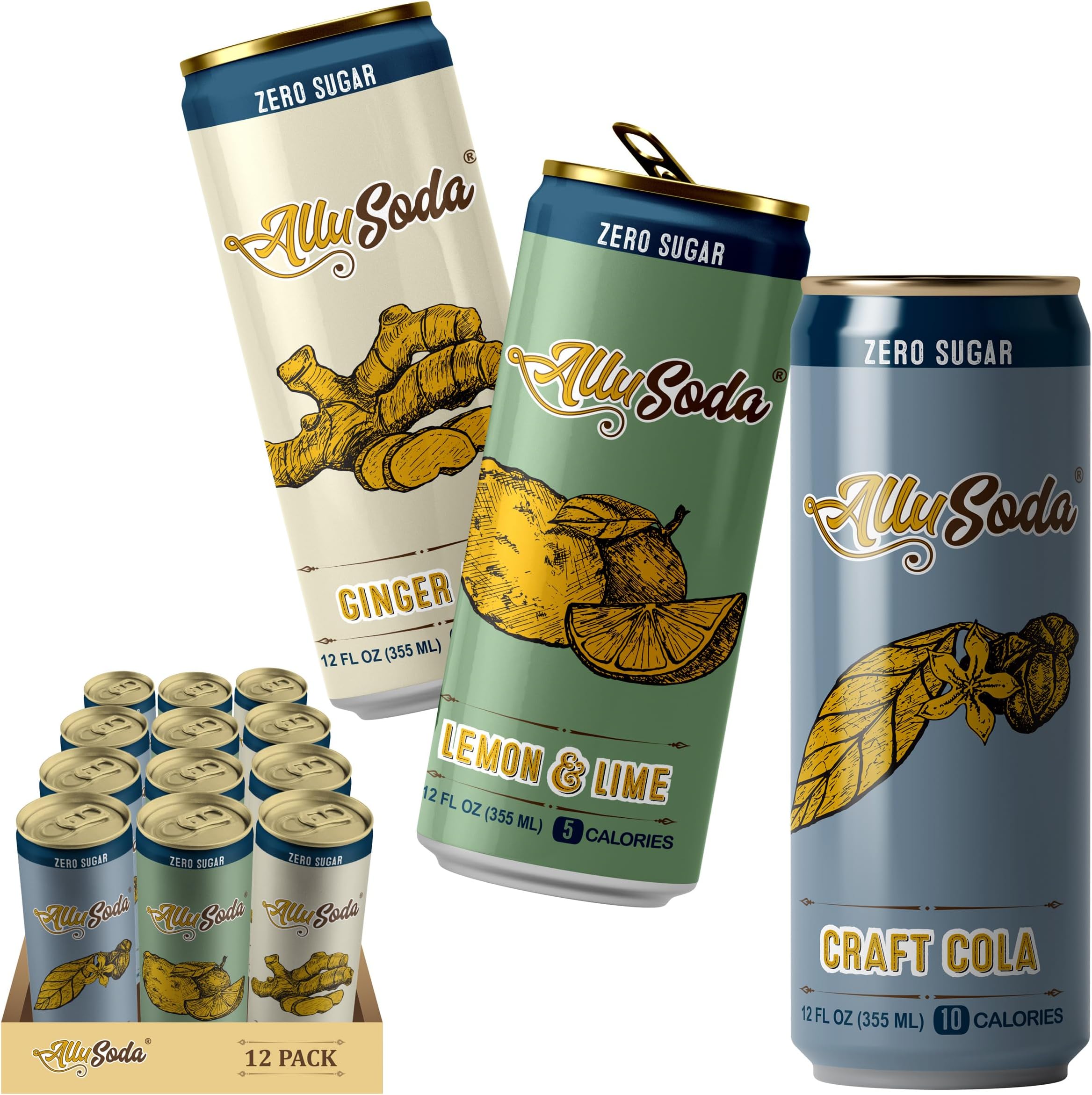Amazon.com: AlluSoda - Zero Sugar Craft Soda Naturally sweetened with ...