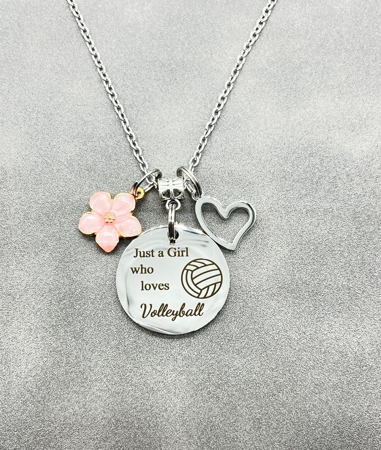 Volleyball Gifts for Women Team Volleyball Flower Pendant Necklace Sports Fan Necklaces - Image 4