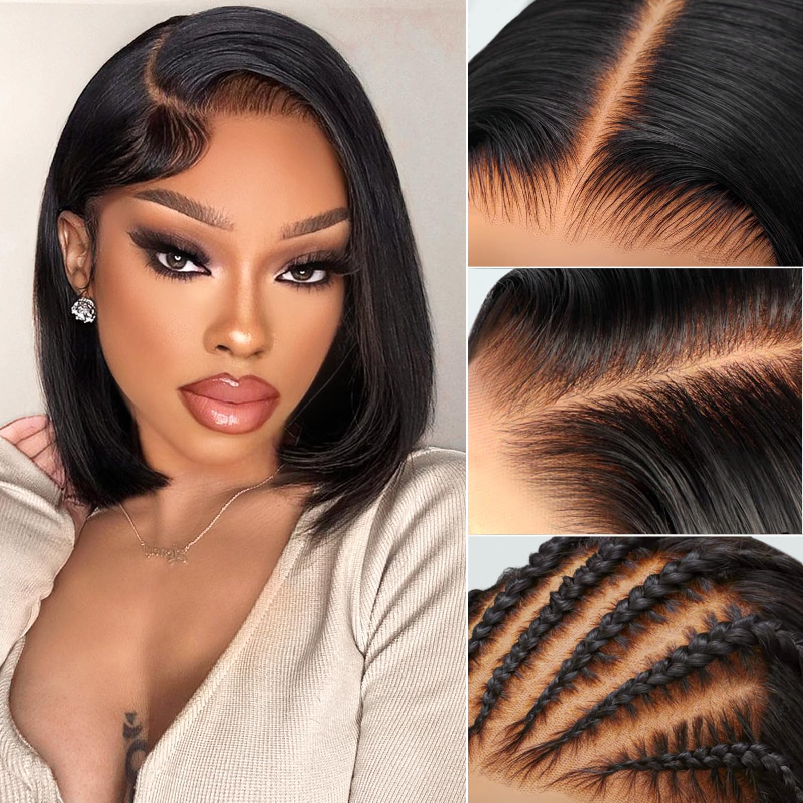 Amazon.com : Lativ Human Hair Pre Bleached 13x4 Lace Front  display picture 1