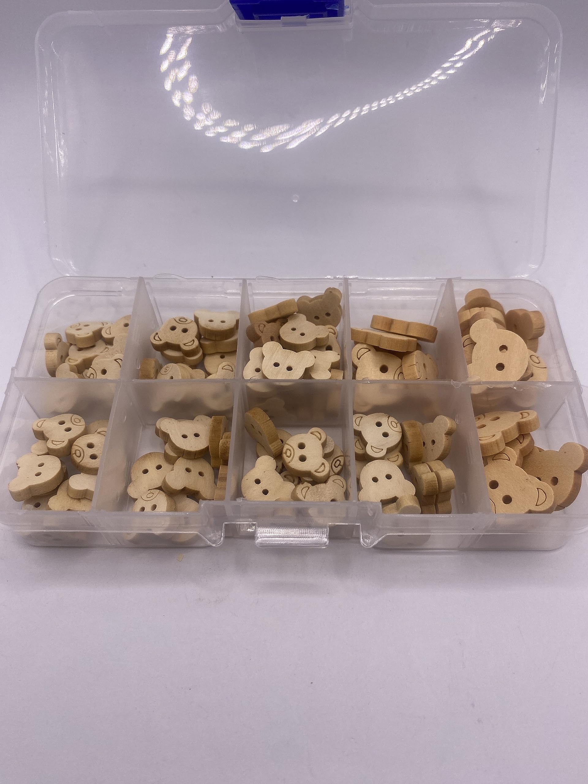 KnitForLess 100Pcs Boxset Wooden Teddy Bear Buttons Mixed 13mm and 18mm Knitting Crafts