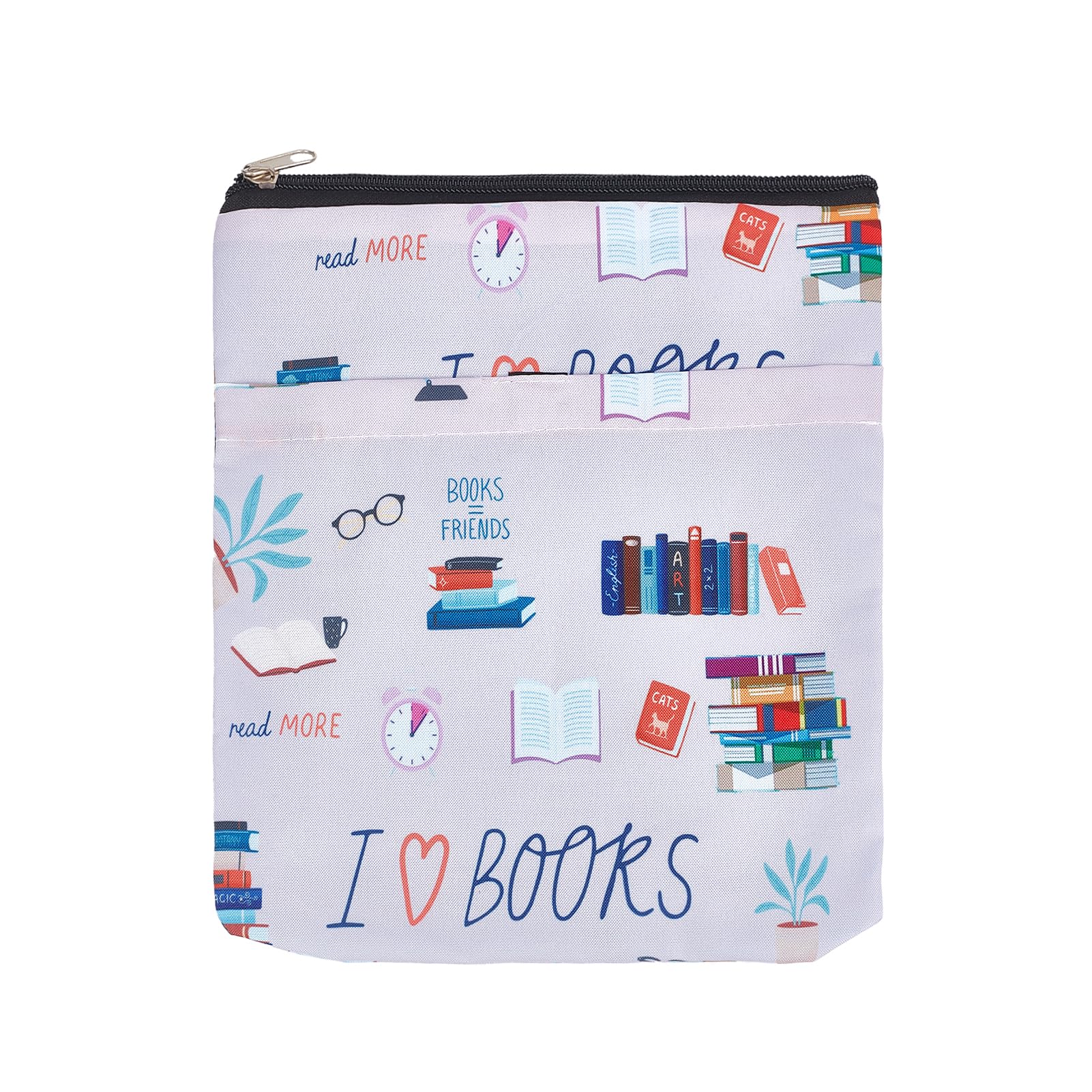 Protector de Libros NICENEEDED con Cremallera, Portada Del Libro Impreso, Bolsa de Almacenamiento de Bolsa de Libro de Tela Lavable con Funda Impermeable para Libros para Amantes de los Libros