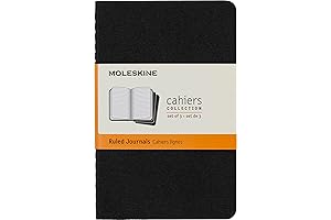 Cahier Moleskine Notebook Journal with Soft Pocket-Size Cover and Ruled Pages (Set of 3)