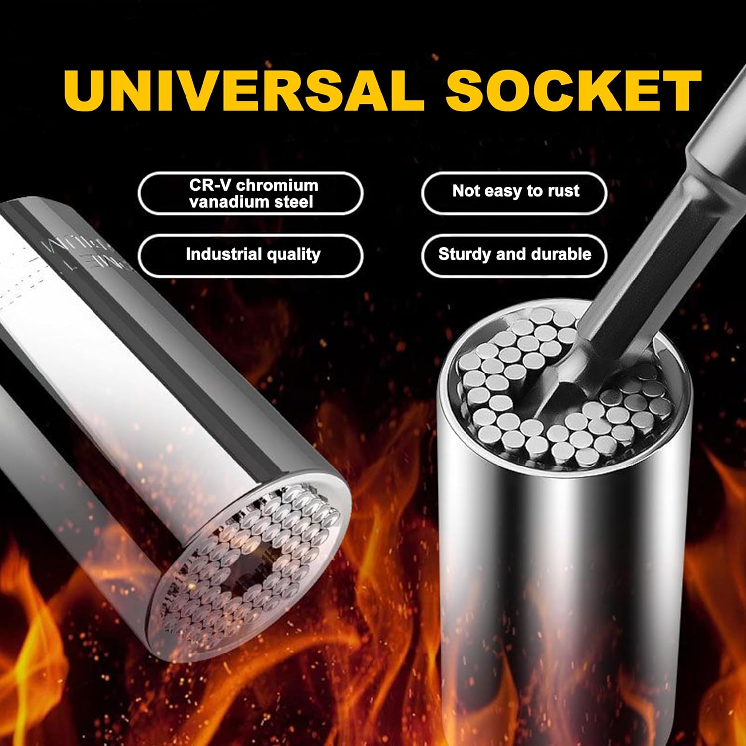 2 PCS Universal Socket Tool,Super Socket Unscrew Any Bolt, Adjustable Socket Drill with Adapter，1/4"-3/4" (7mm to 19mm)