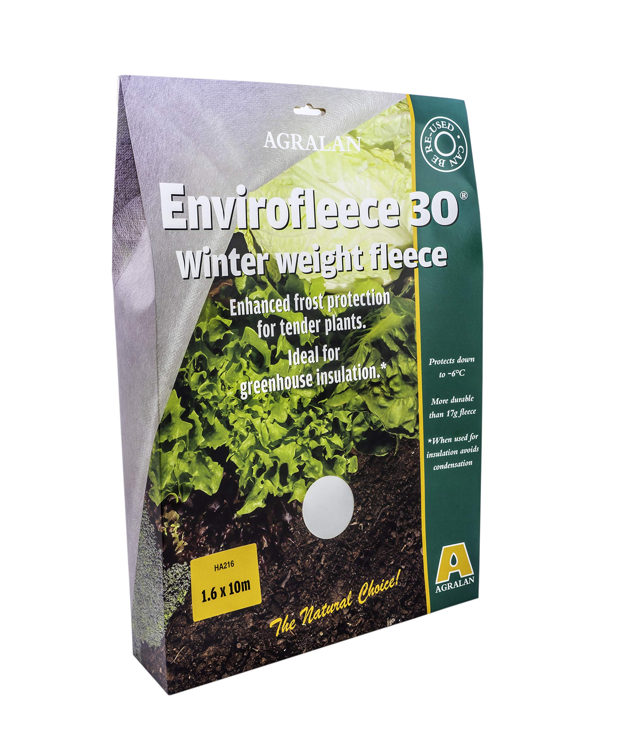 Agralan Heavy Duty 30g Garden Plant Envirofleece Winter Weight Fleece Frost Protection Allotment - Protects down to -6 - Many (1.6m x 10m)