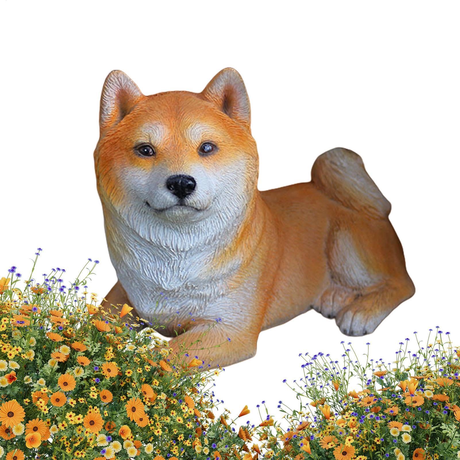 Sculpture en résine de Shiba Inu miniature pour créer un jardin d'intérieur unique