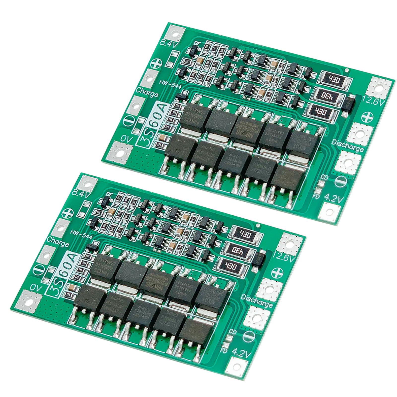 2Pcs 3S 11.1V 12V 12.6V 60A with Balance 18650 Charger PCB BMS Protection Board Li-ion Lithium Battery Charger Protection Board Balance Charging Module for Drill Motor