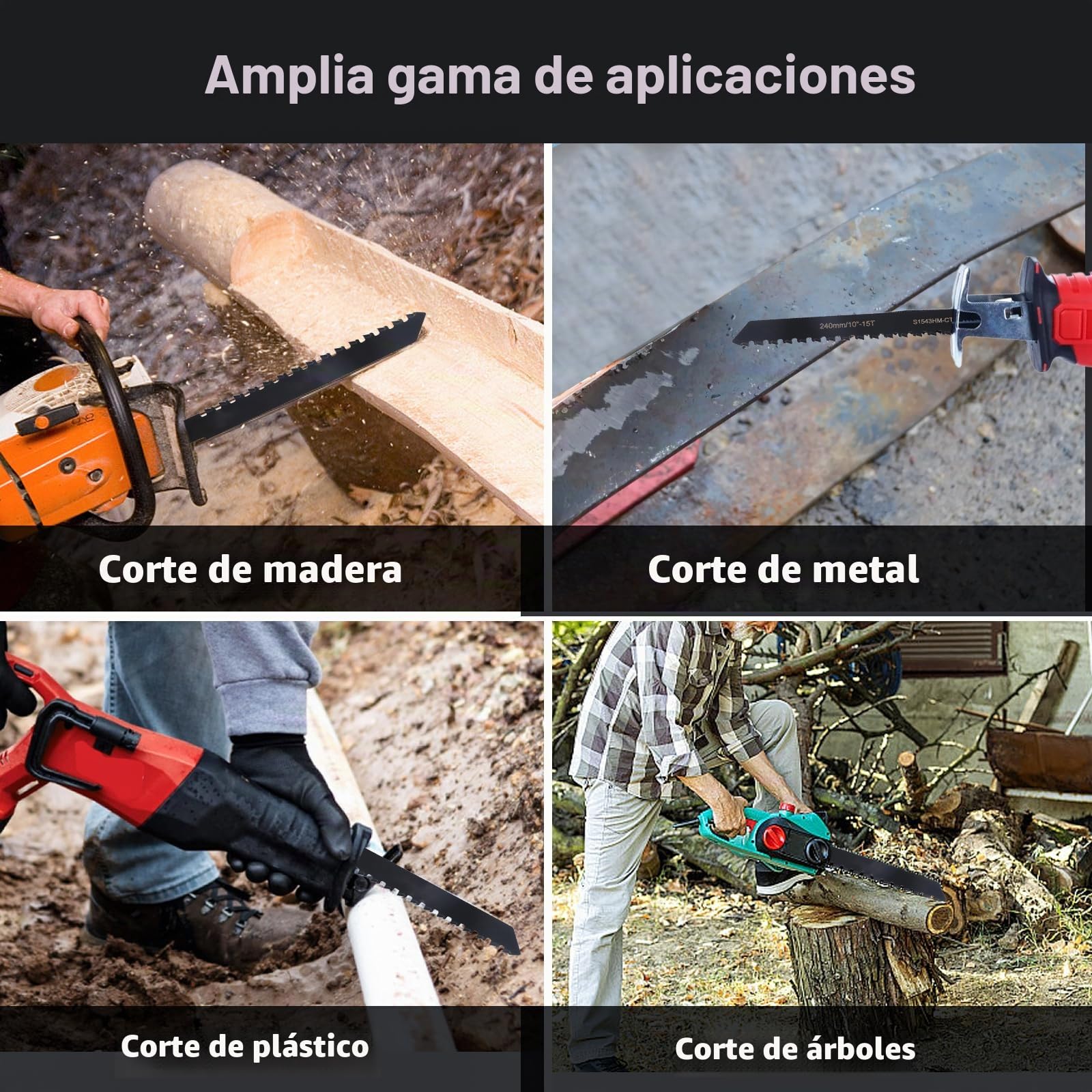 Hojas de Sierra Sable, Profesión Sierra De Sable, Accesorios Sierra sable, Hoja de Sierra Sable Universal para Metal, Madera, Hormigón Poroso,Ladrillo,Placa de Cemento (240 mm)