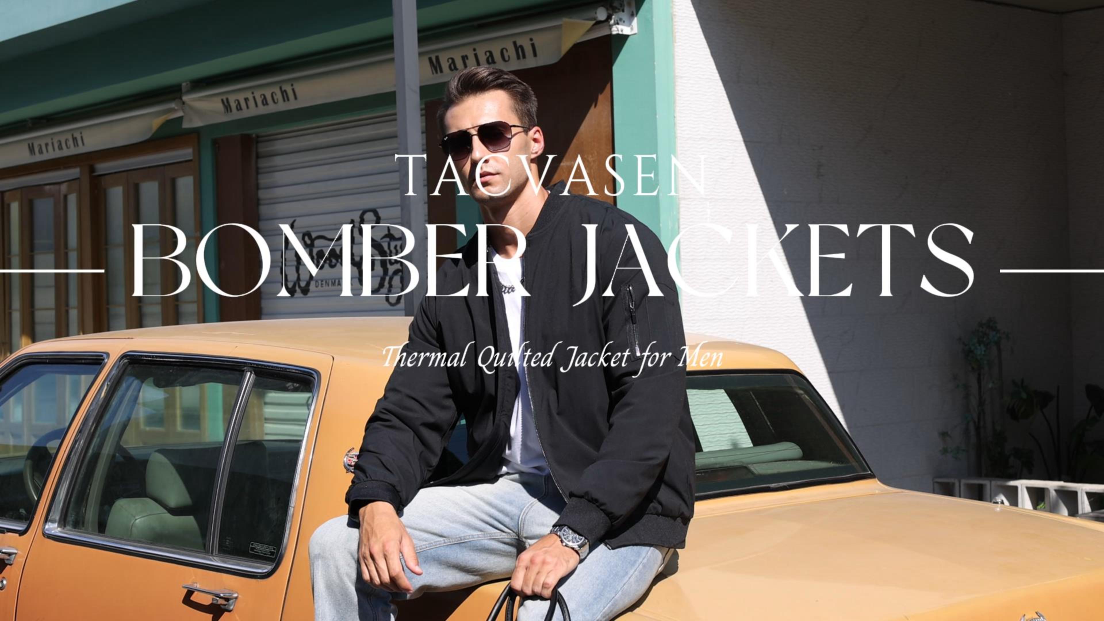 TACVASEN Bomber Jacket Men Full Zip Winter Jackets for Men Fleece