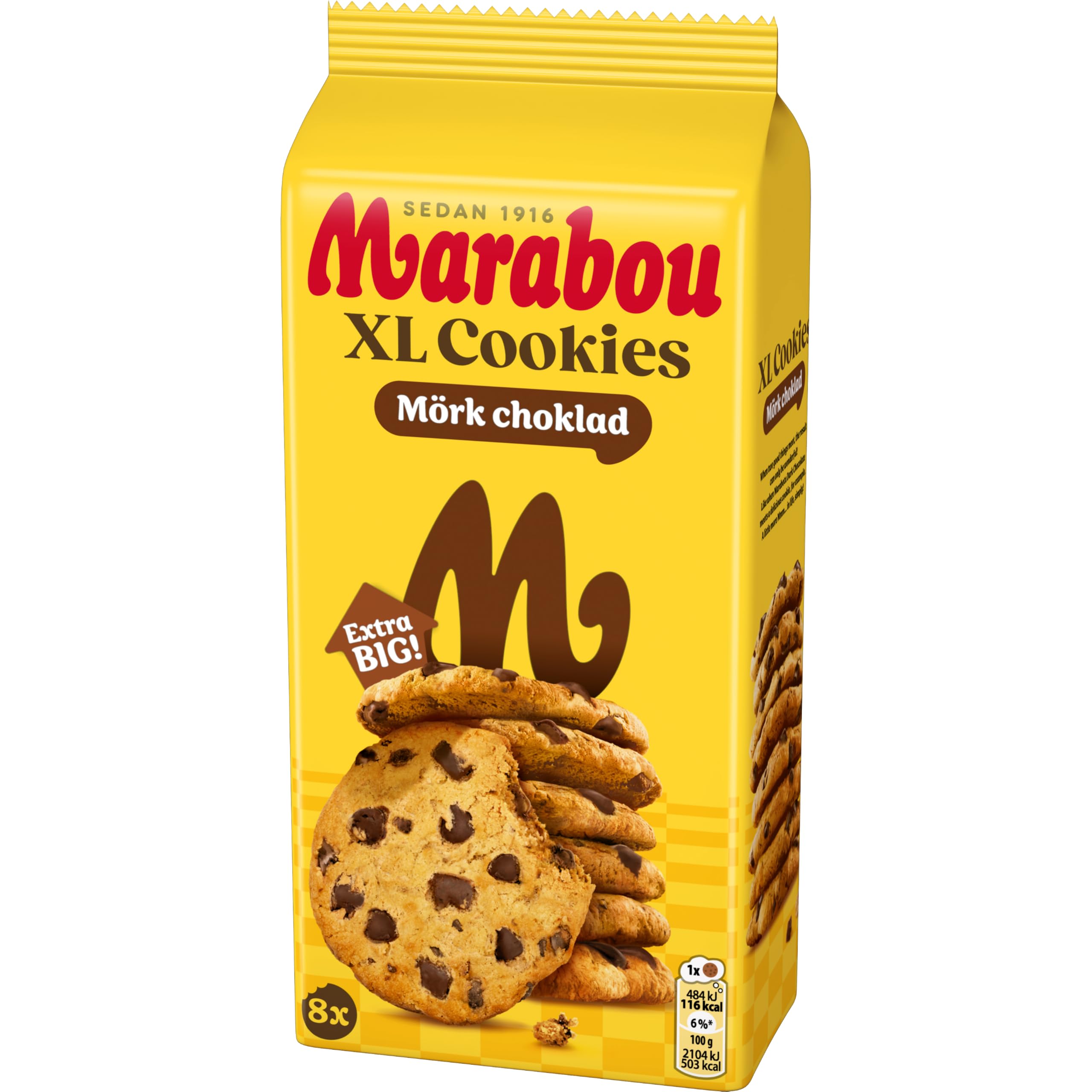 Marabou mörk choklad XL Cookies 10 x 184 g – kräftige Zartbitter Schokolade im knackigen Keks – einzigartig leckere schwedische Süßigkeit aus natürlichen Zutaten – Zartbitter