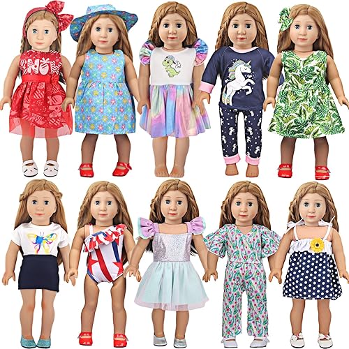 10 juegos de ropa y accesorios para muñecas, vestido de muñeca de moda para muñeca de 18 pulgadas (sin muñeca ni zapatos), estilo 1 disponible en Yaxa Venezuela