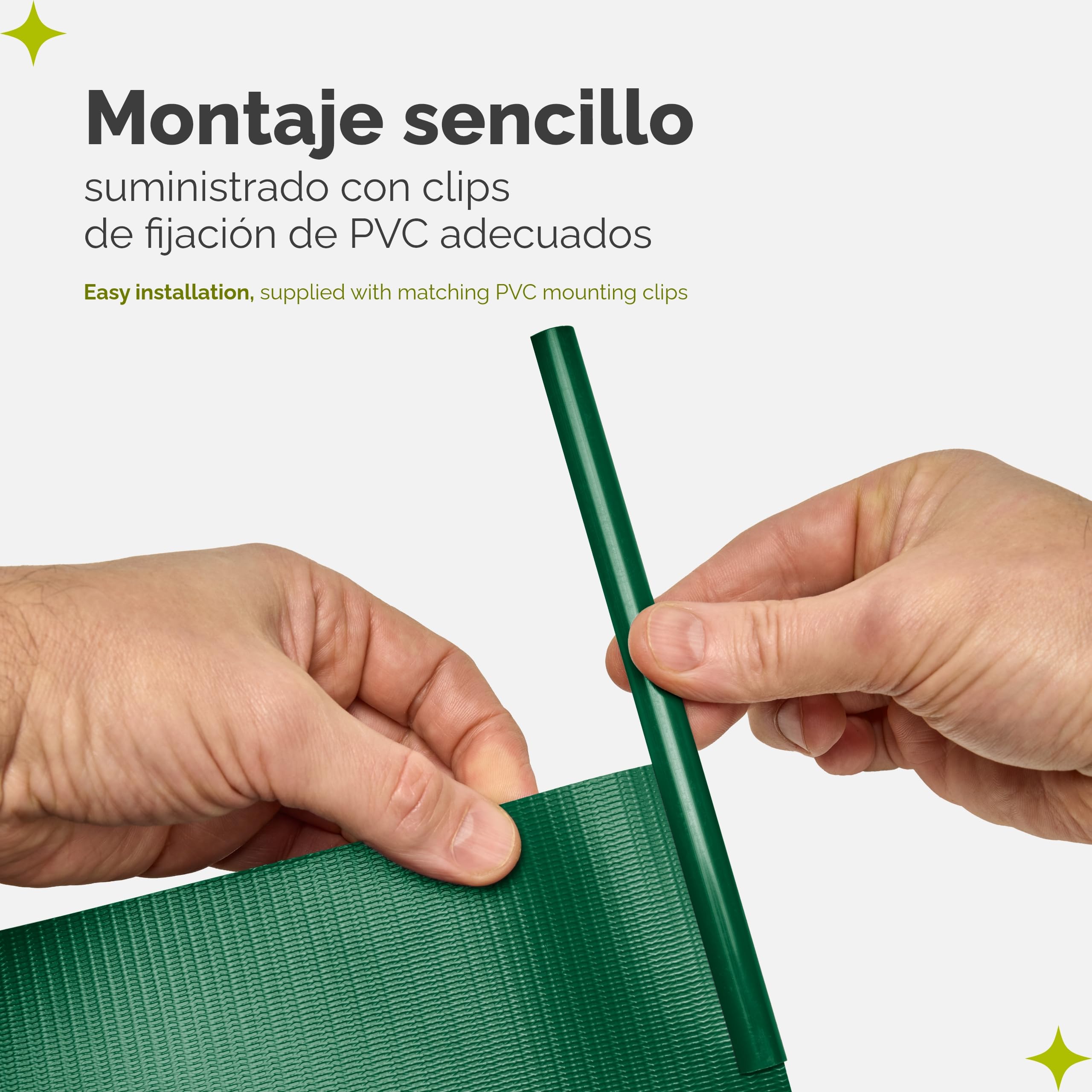 Garronda Cinta Pantalla de Privacidad PVC para Valla Jardin Exterior 19 cm x 50 m - Tiras para Mallas Ocultación y Vallas Caladas en Balcón y Terraza, Resistente a UV con Clips GD-0173 (Verde)