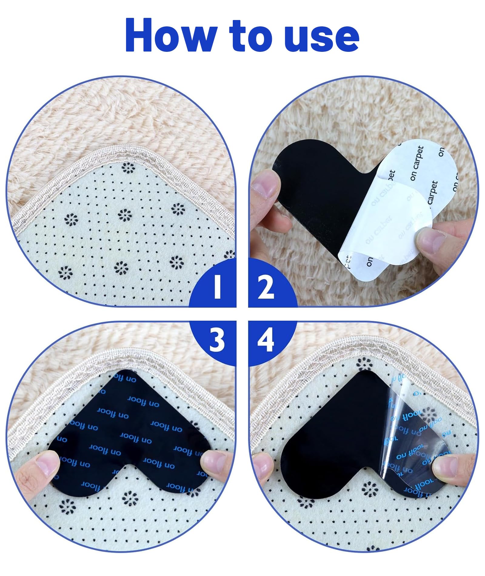 Buildcon 10 Sheets Heart Floor Sticker, Carpet Gripper and Tiles Sticker for Firm Floor Mat Placement, Rug Gripper for Home and Office Use 2