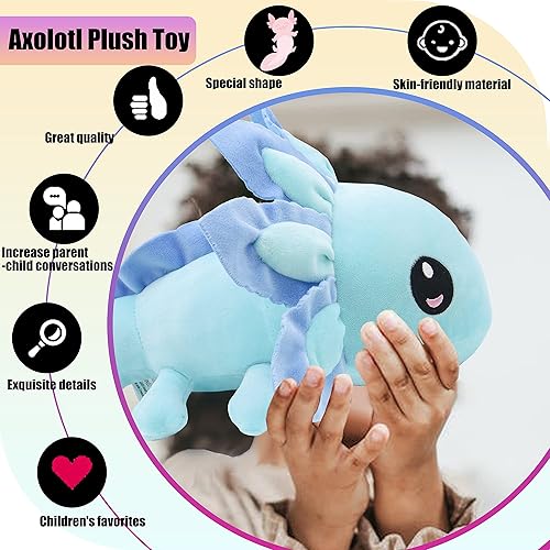 Miniatura 7 de Juguete de peluche de ajolotl, suave y lindo animal de peluche de ajolote de salamandra, regalo para niños y niñas (amarillo)