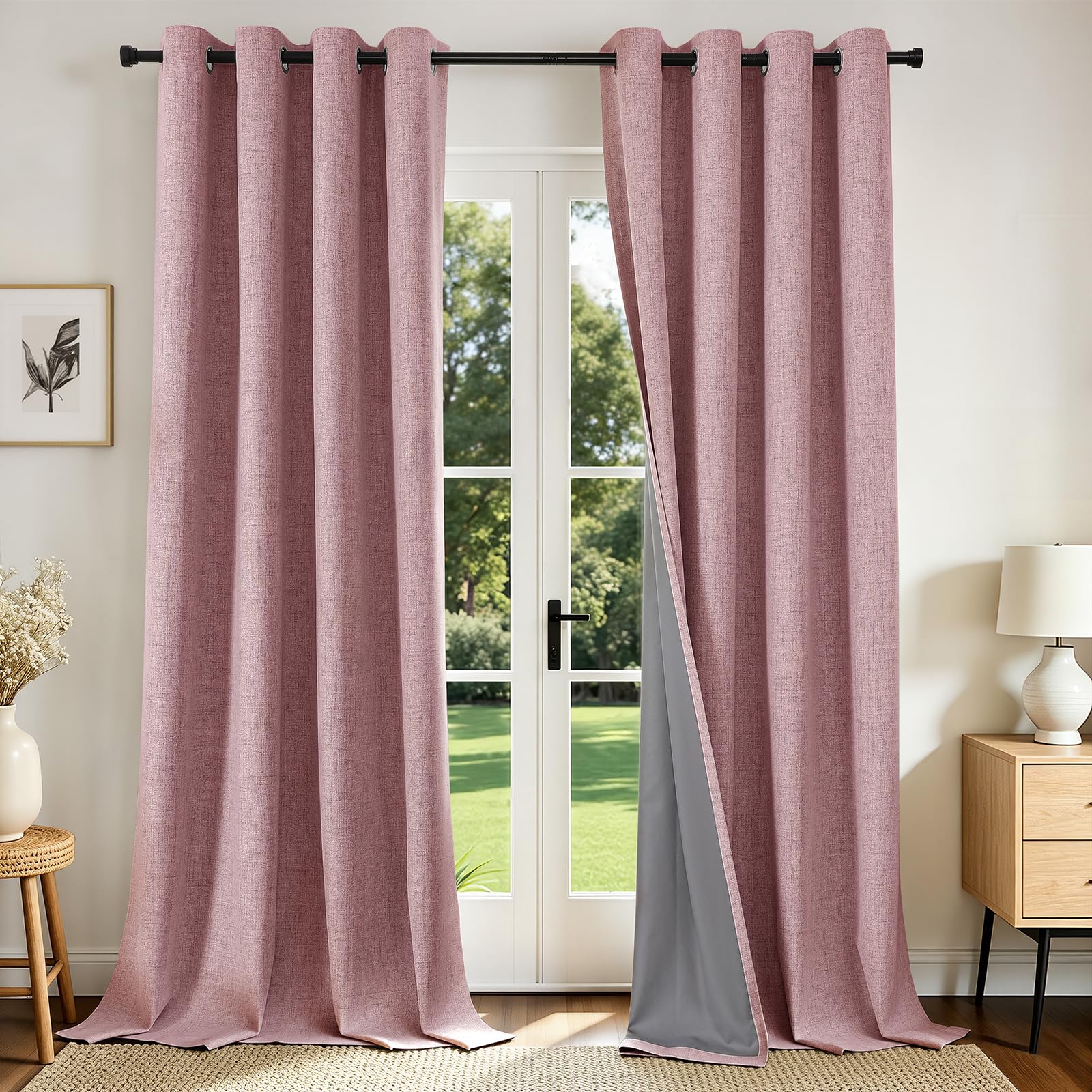 Rideaux occultants rose 132x241 cm Joydeco pour chambre