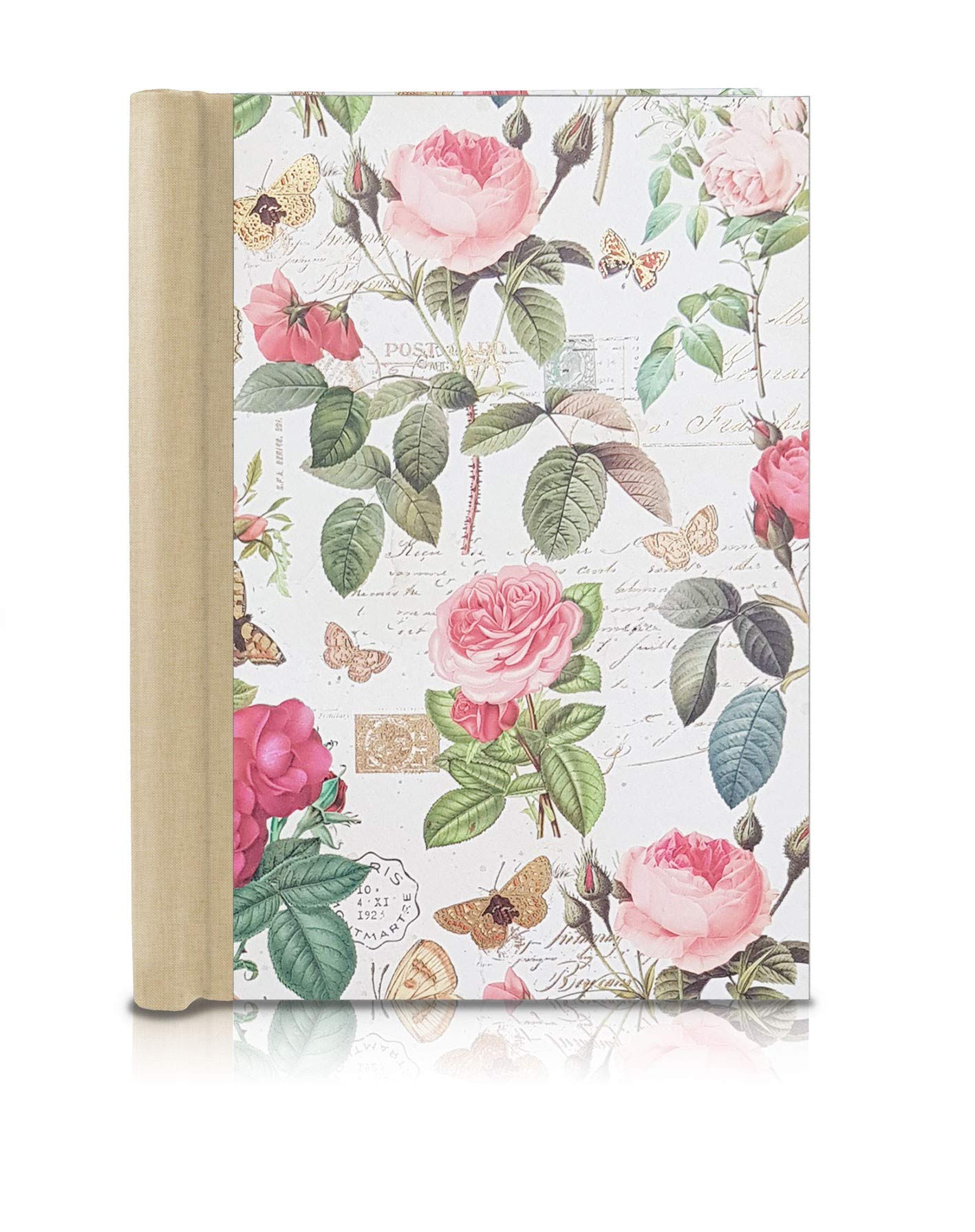 Klemmbinder Vintage Roses Naturleinen, A5