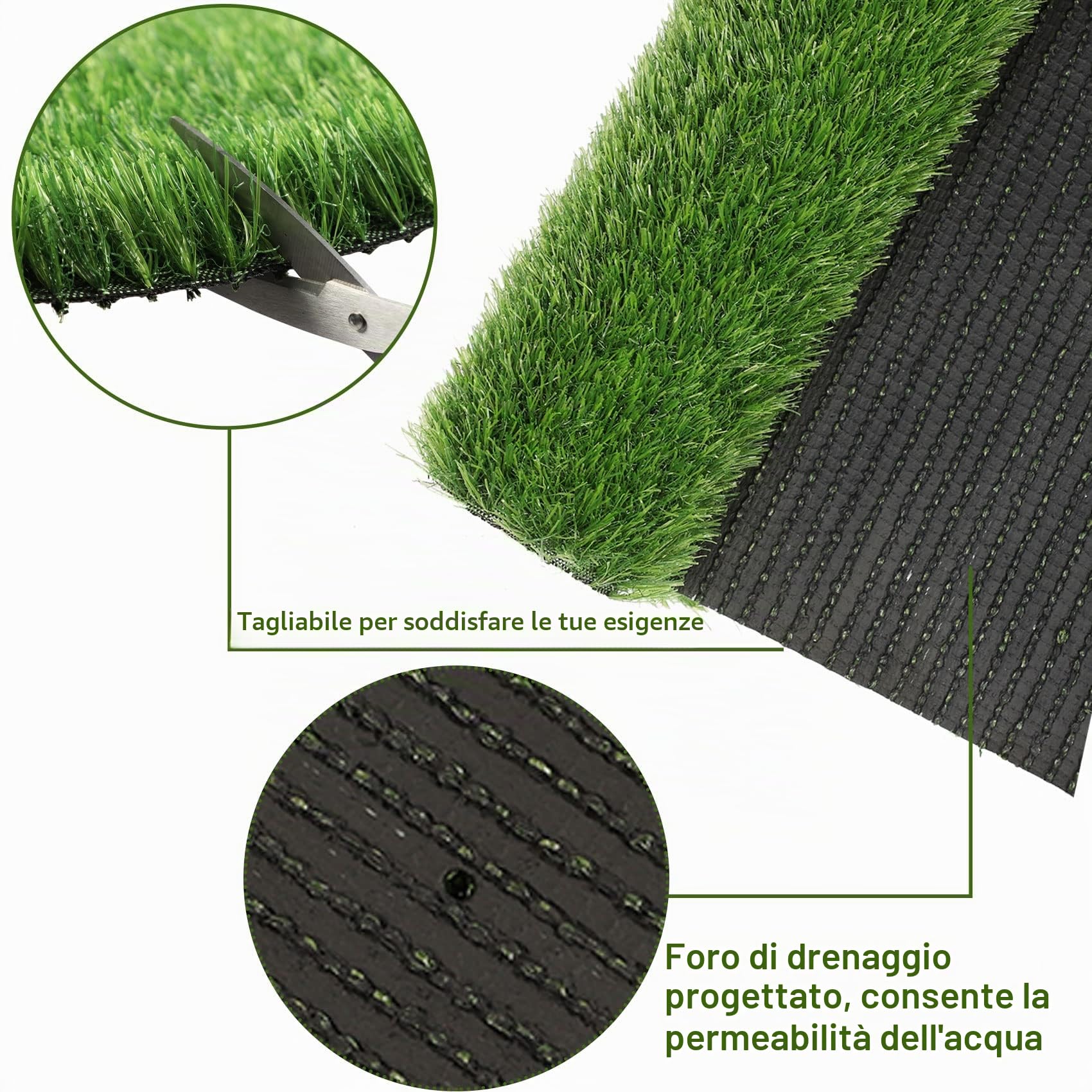 famibay Zerbino per esterni con erba artificiale, cattura sporco antiscivolo, tappeto erboso sintetico Astro tappeto erboso per ingresso, balcone, patio, giardino