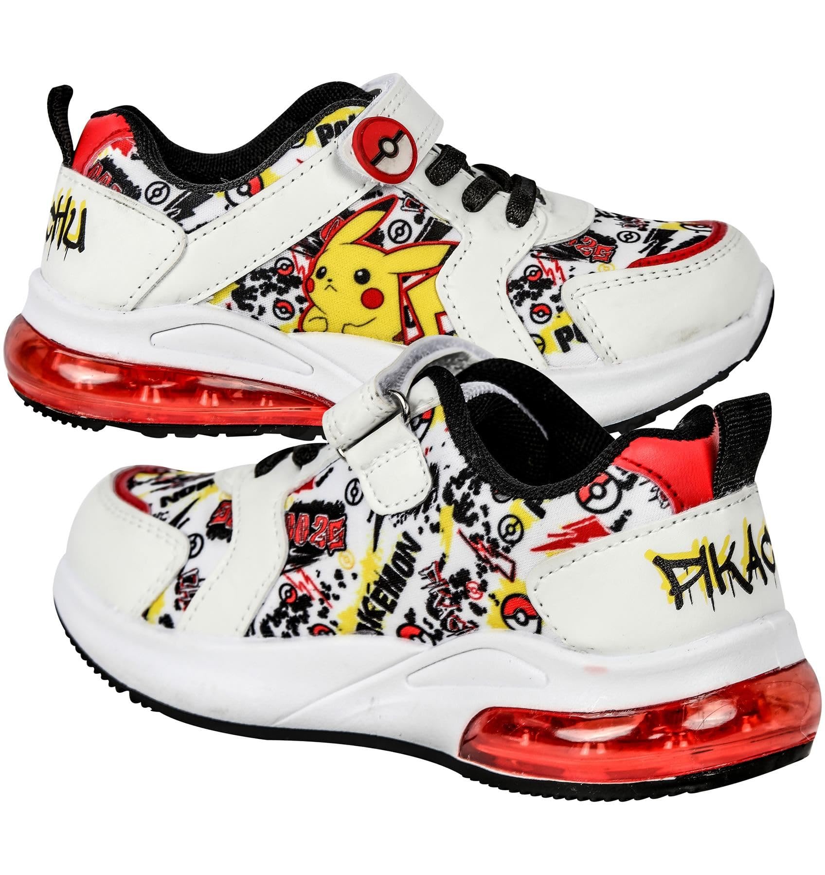 Pokémon Scarpe da ginnastica Pikachu per bambini e ragazzi, con licenza ufficiale, con suola lampeggiante a LED, tomaia in poliuretano e chiusura a sfera Pok Ball, esclusiva A2Z 4, design per bambini