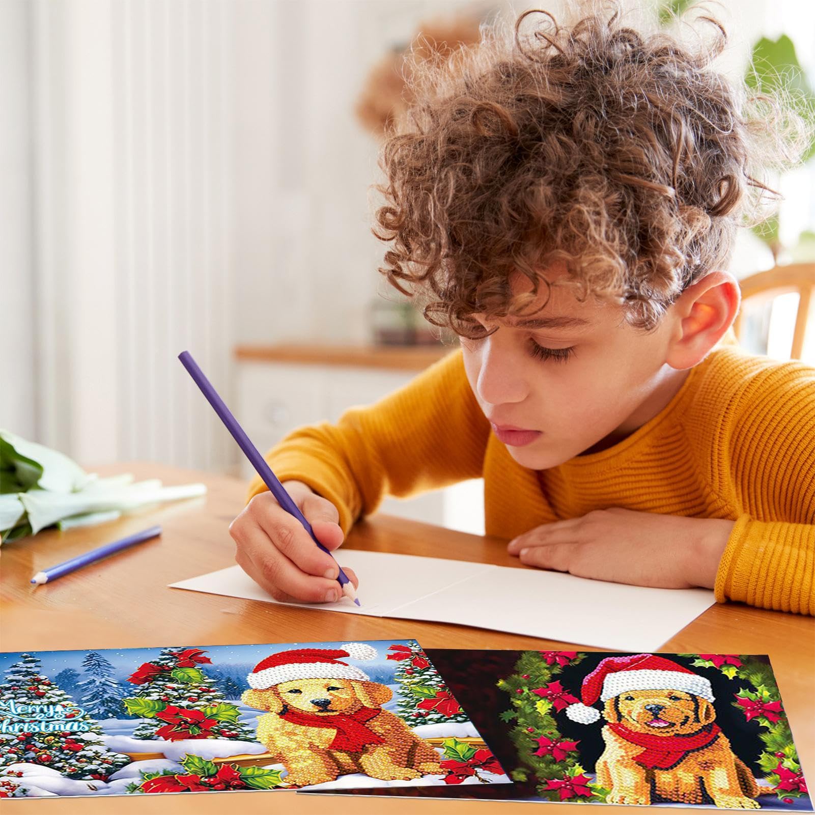 5D Diamant Malerei Weihnachtskarten Set – 8 Motive, Inkl. Edelsteine & Umschläge