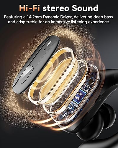 Miniatura 3 de LEEMC Auriculares inalámbricos, auriculares Bluetooth 5.4, auriculares con ganchos para deportes, auriculares de 80 horas de reproducción, pantalla