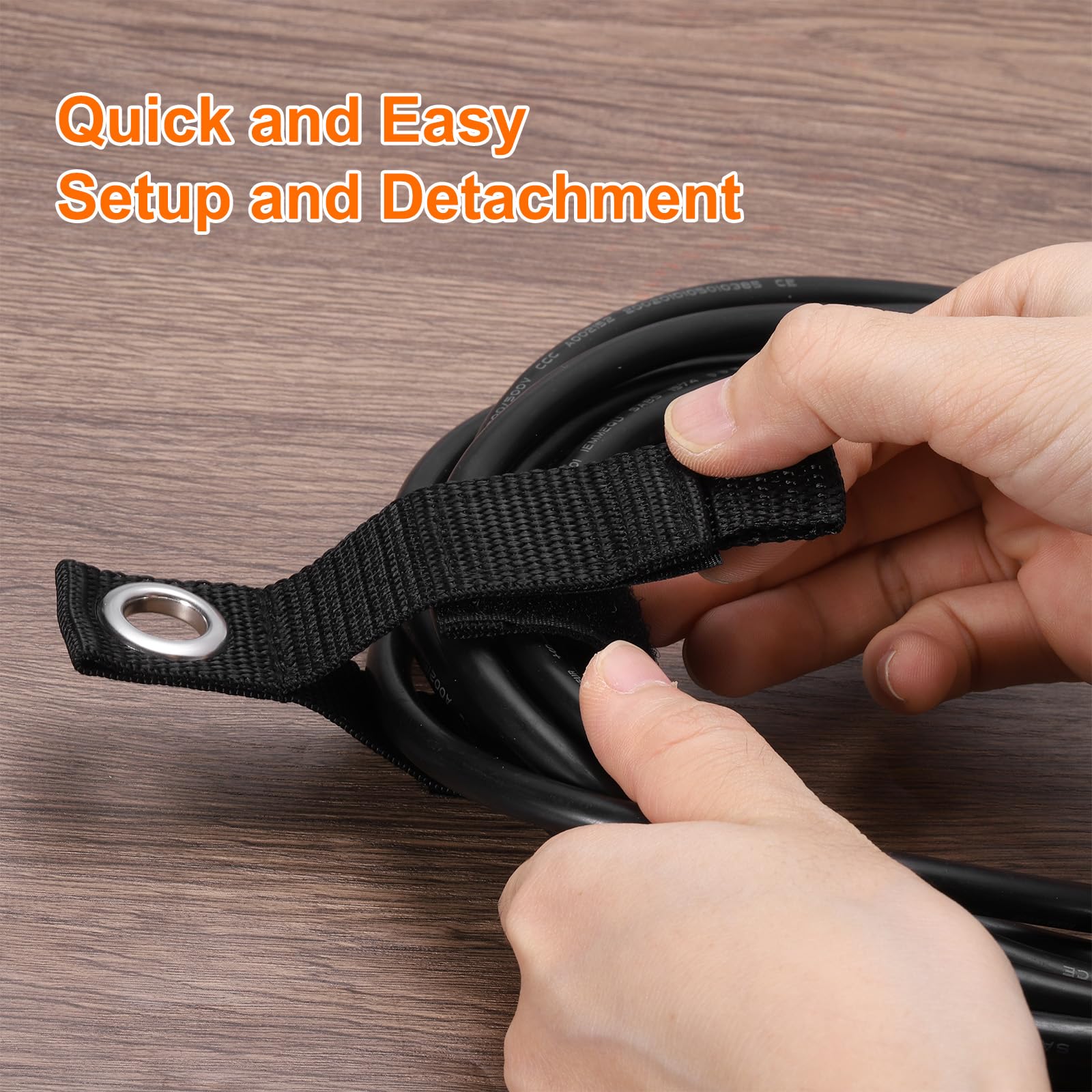 QUARKZMAN 6pz Prolunga Cavo Supporto Organizzatore Cinghie 184mm / 7" Robusto Garage Appeso Trasportare Conservazione Cinghie per Alimentazione Cavi Tubi Corde Nero