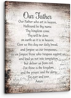 Our Father Prayer Wall Decor,Christian The Lords Prayer Wall Art Decor,Inspirational Quotes Bible Verse Scripture Print Framed Canvas Painting Christian Prayer Room Office Church Decor(11x14)