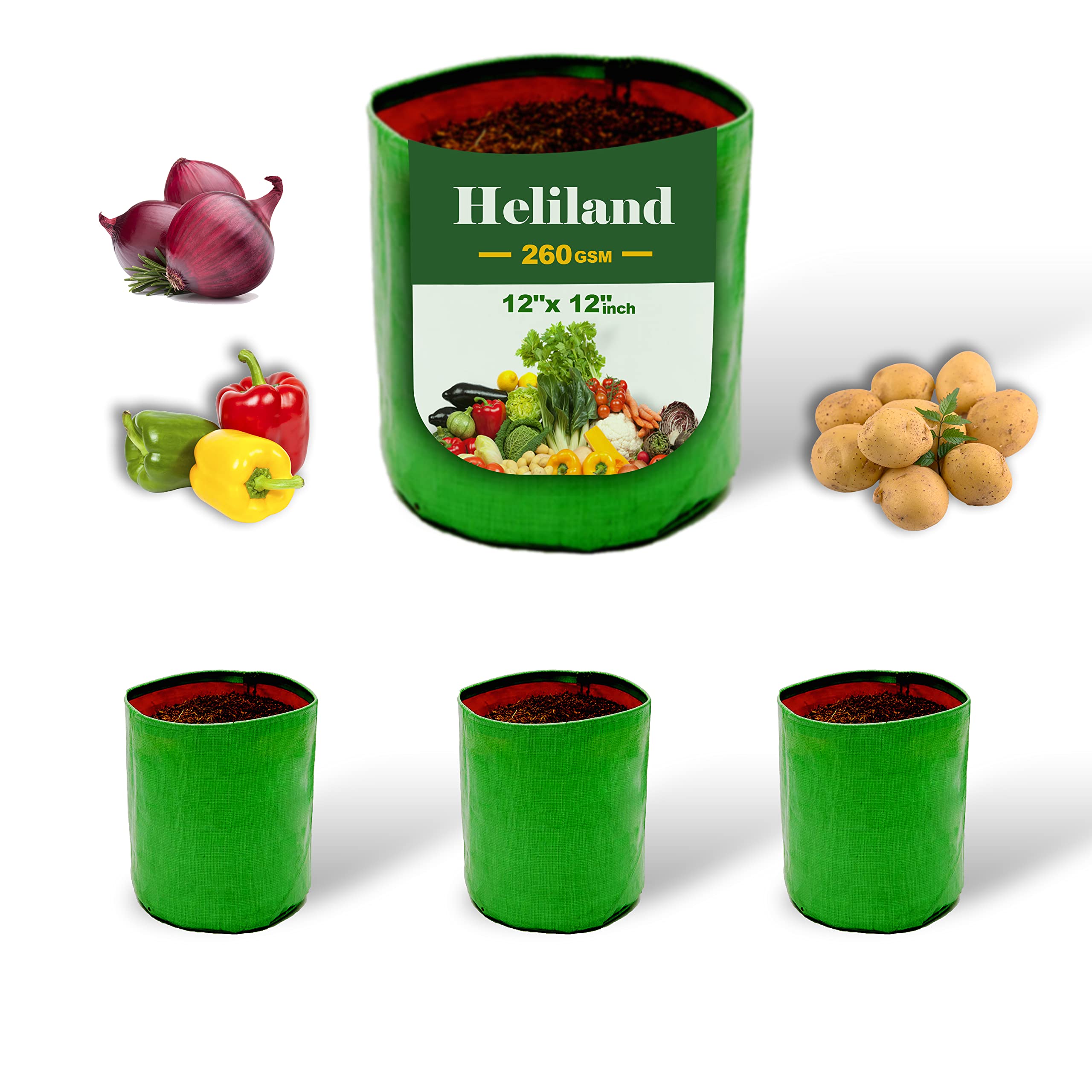 heliland Gardening Bags for Terrace Gardening Garden Bag Planting Bags for Plants(12x12 inch)(Pack of 3) Growing Bags for Vegetables Poly Bags for Terrace Garden 260GSM Strong (Pack 3) (B0B9DXMJMN) Amazon Price History, Amazon Price Tracker