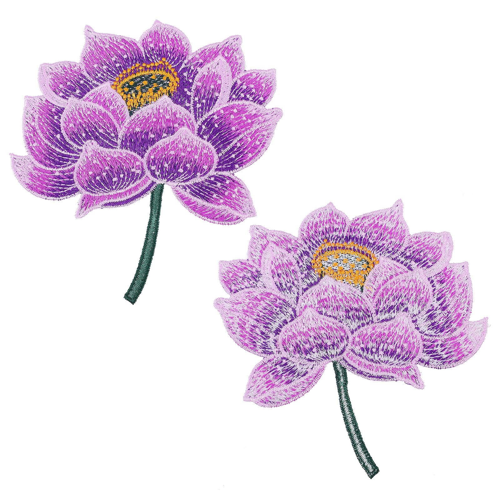 CALLARON Embroidered Ethnic Lotus Patch 5.12X4.92 Inch Sturdy Material Sew on Applique for Clothes Bags Hats Repair Decoration for and Adults