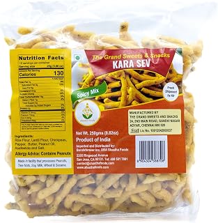 Grand Sweets and Snacks (GSS) Kara Sev – Pack of 3 × 250 gms -Crispy & Spicy South Indian Snack (B-P)
