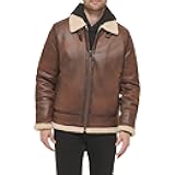 Mens Faux Leather Jacket Men - Bomber Jacket With Shearling Lining