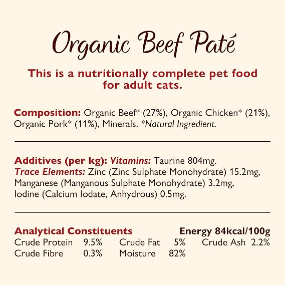 Lily’s Kitchen Organic Smooth Paté, Complete nutrition, Cat Wet Food Multipack (32x85g) Tray for Adult Cats, Grain-Free Recipe with Organic Natural Ingredients and With Freshly Prepared Meat & Offal